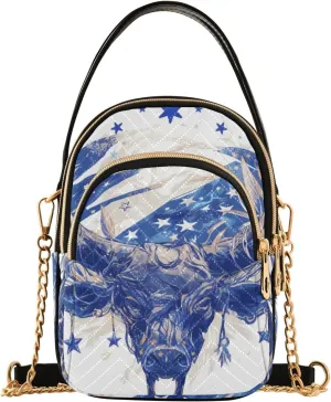 Cartoon Ox Beetles 4th Of July Independence Day trendy crossbody shoulder bag with multi pockets handbags for birthday gifts