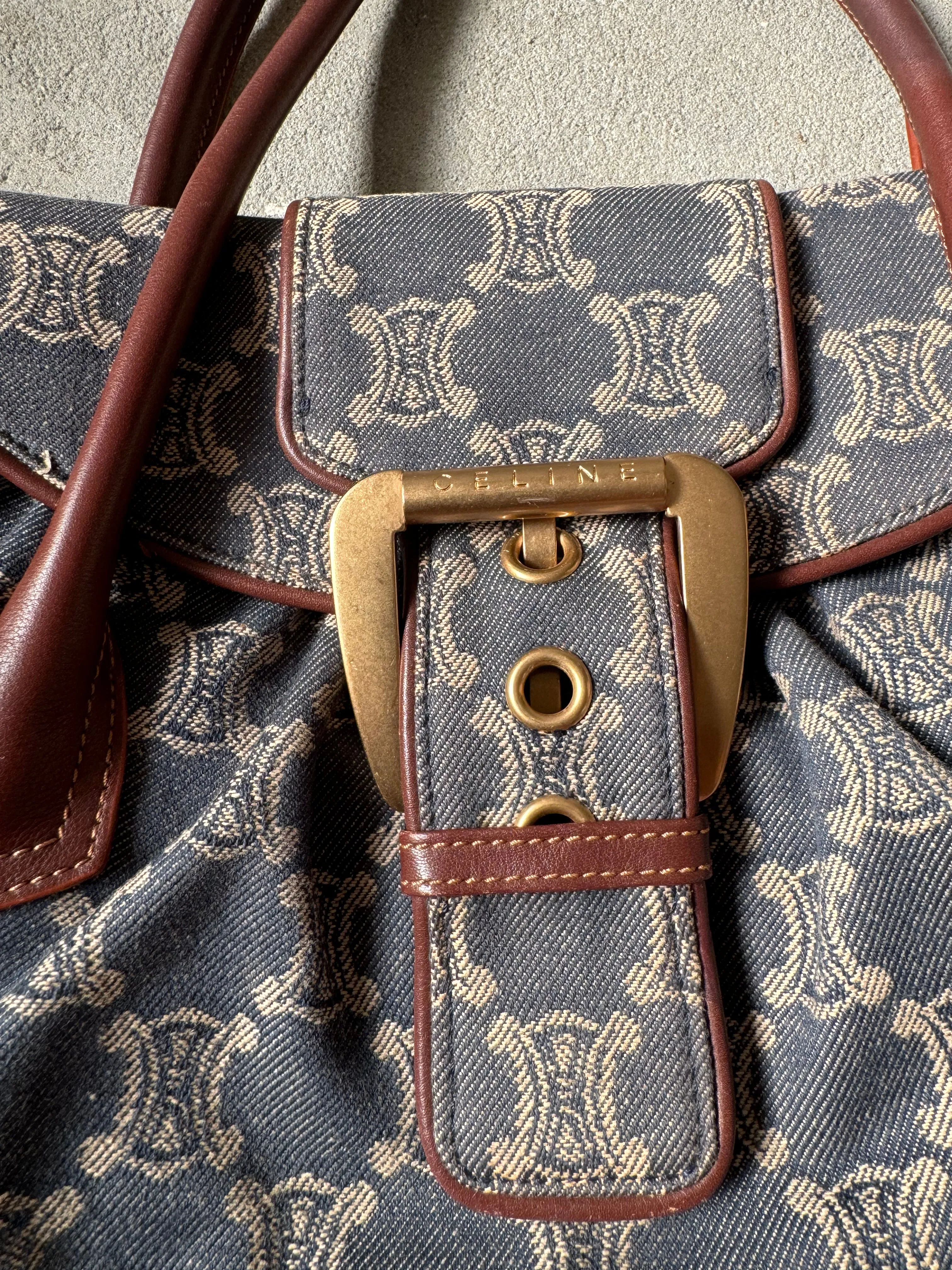 Celine Denim Triomphe Handbag 'Blue/Brown'