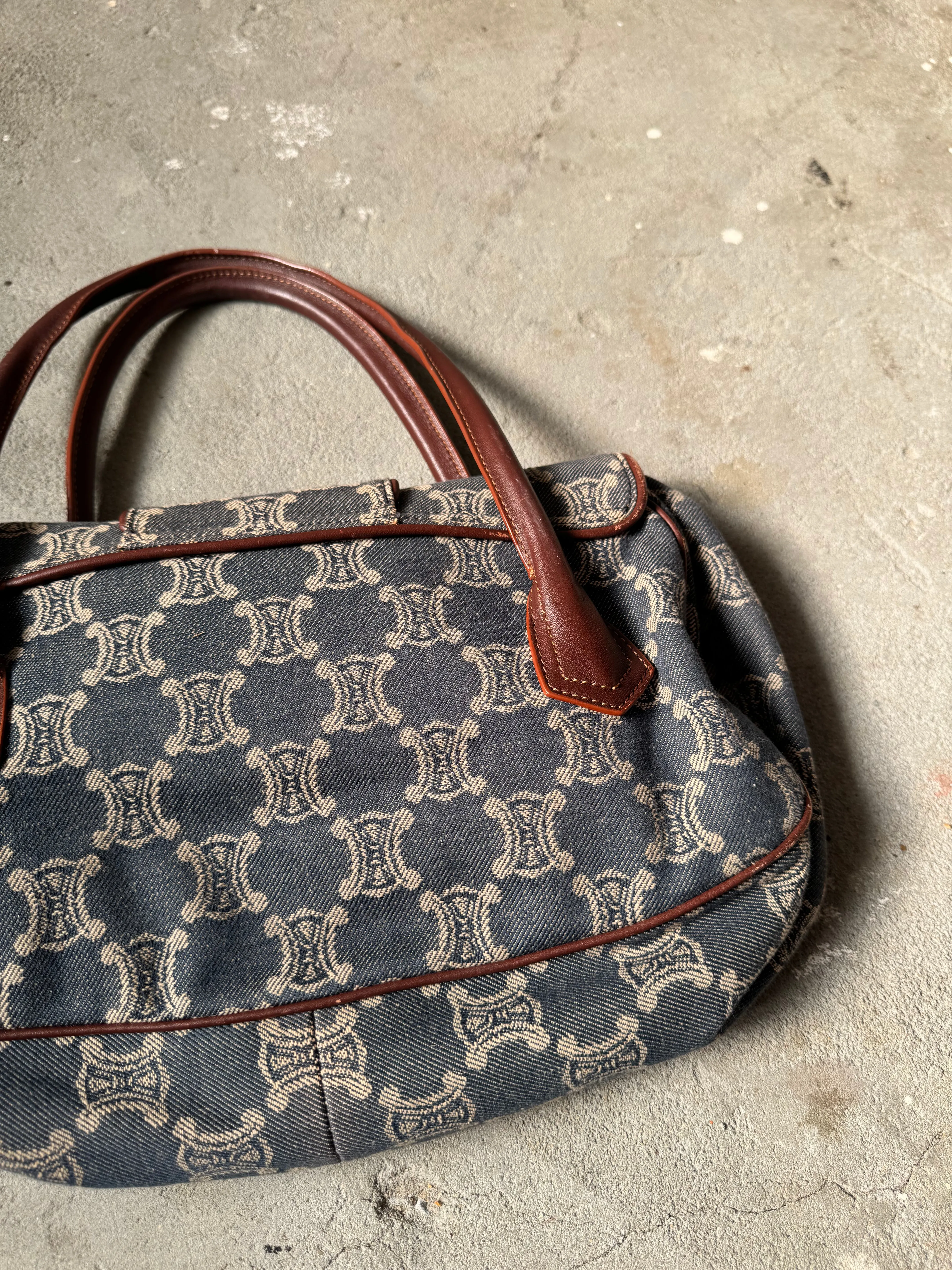 Celine Denim Triomphe Handbag 'Blue/Brown'