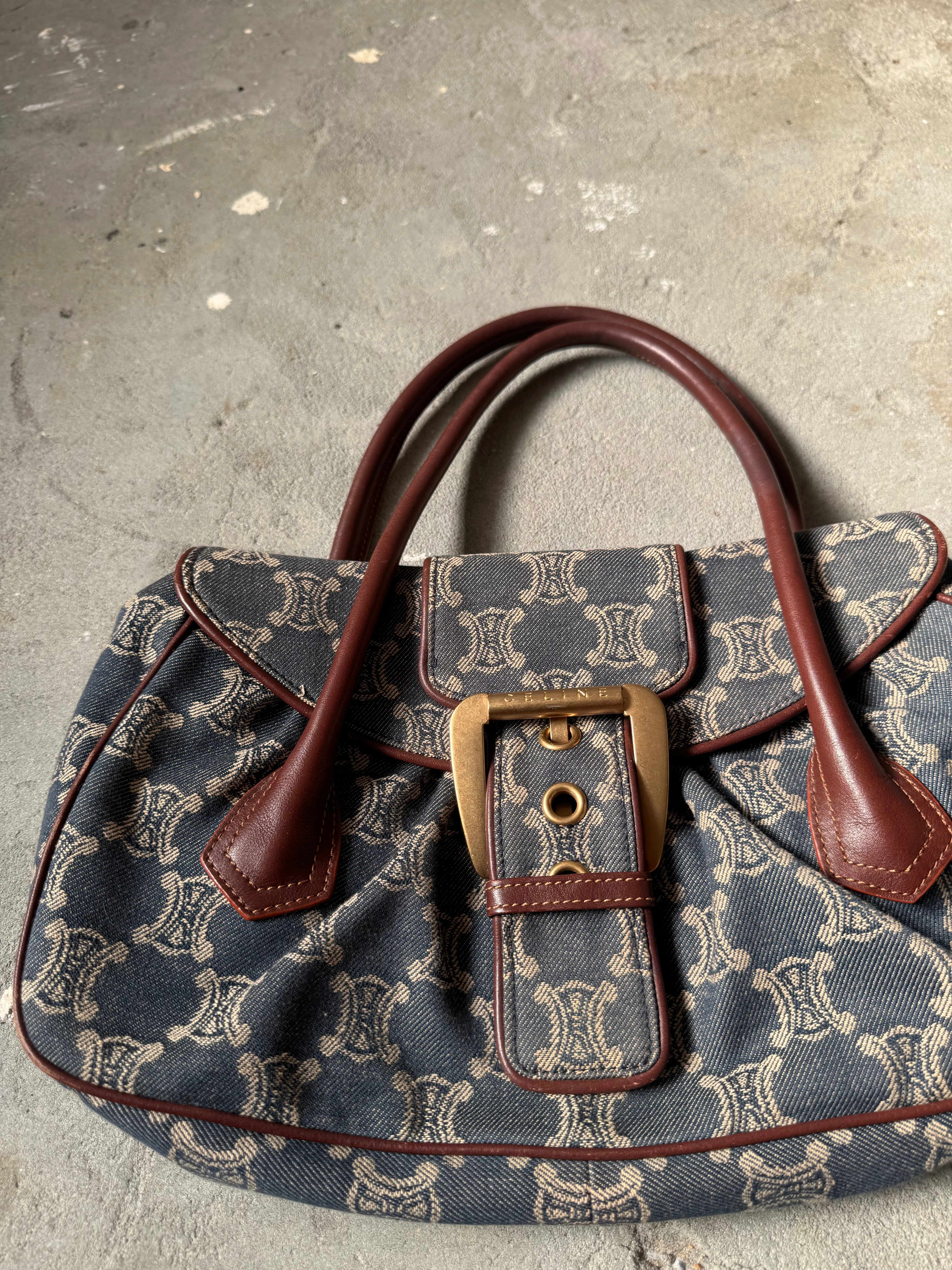 Celine Denim Triomphe Handbag 'Blue/Brown'