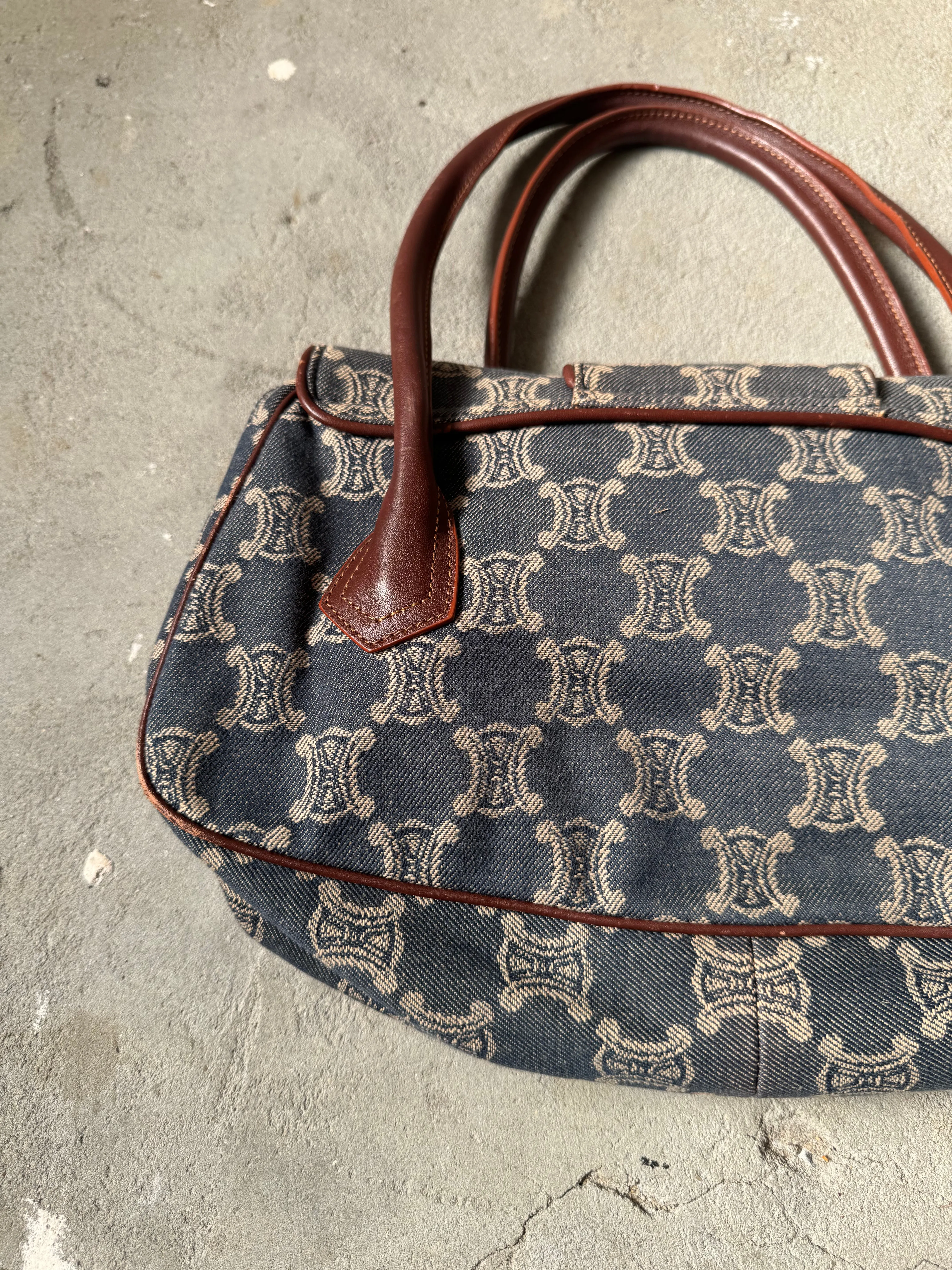 Celine Denim Triomphe Handbag 'Blue/Brown'