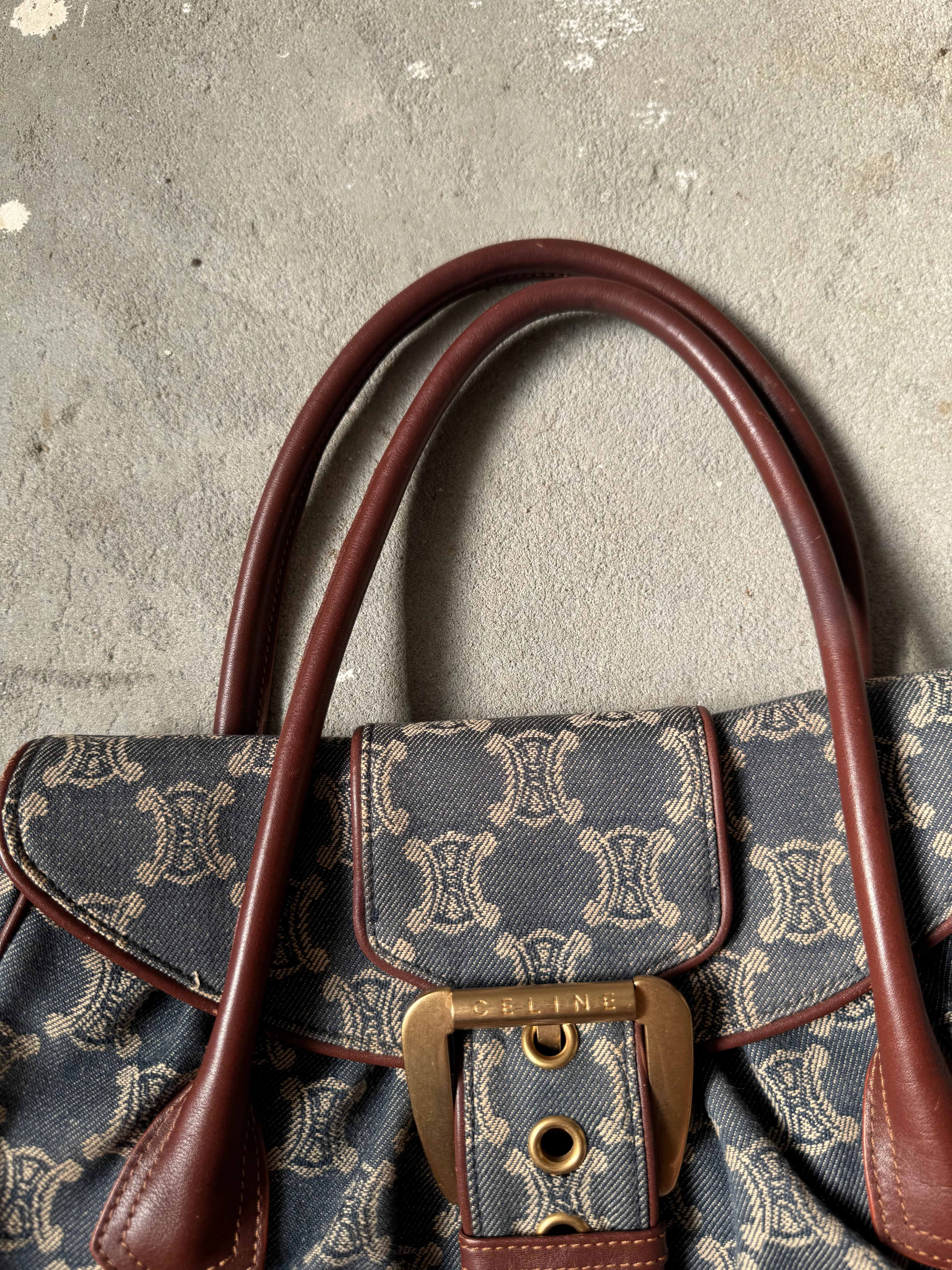 Celine Denim Triomphe Handbag 'Blue/Brown'