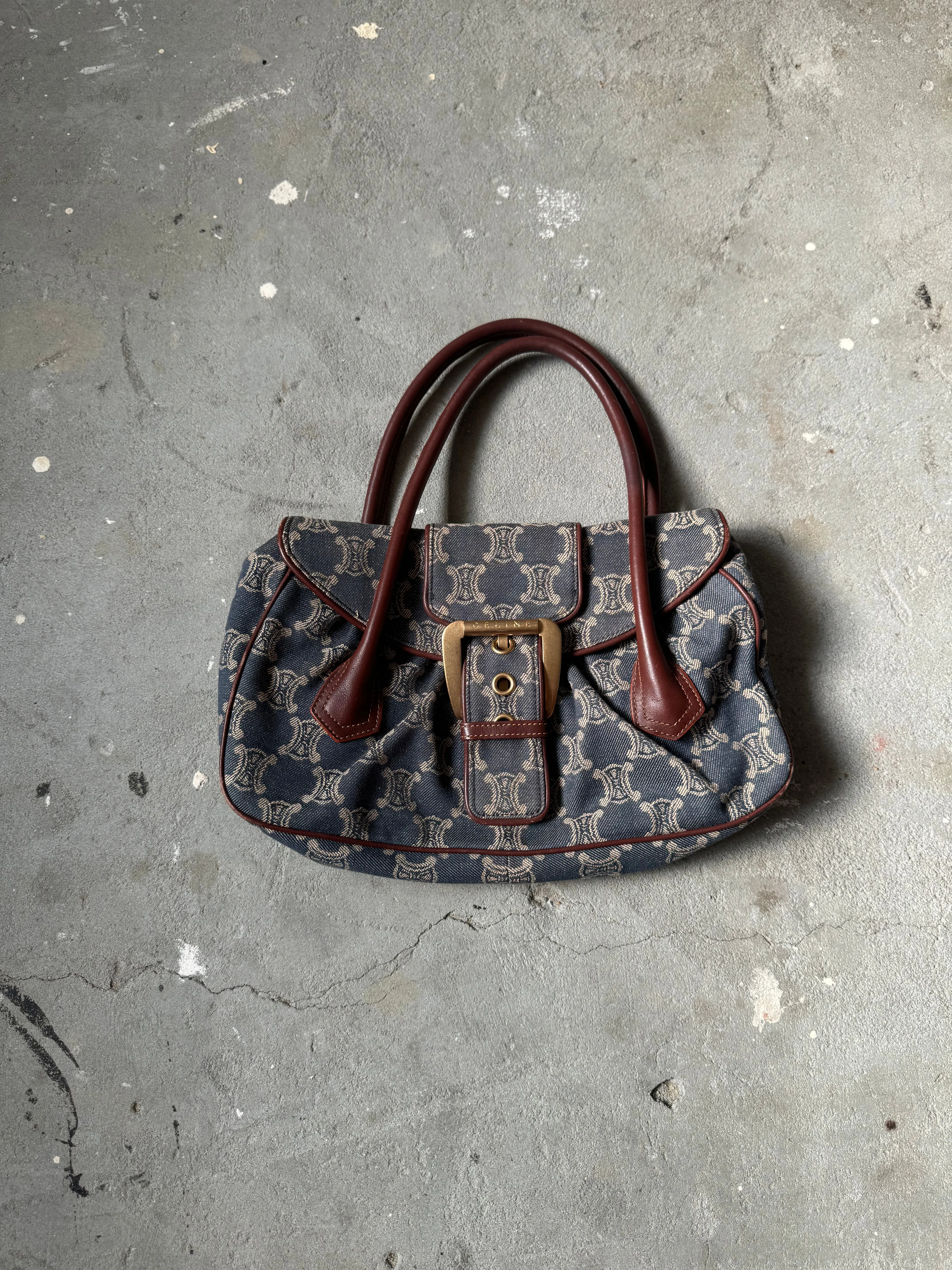 Celine Denim Triomphe Handbag 'Blue/Brown'