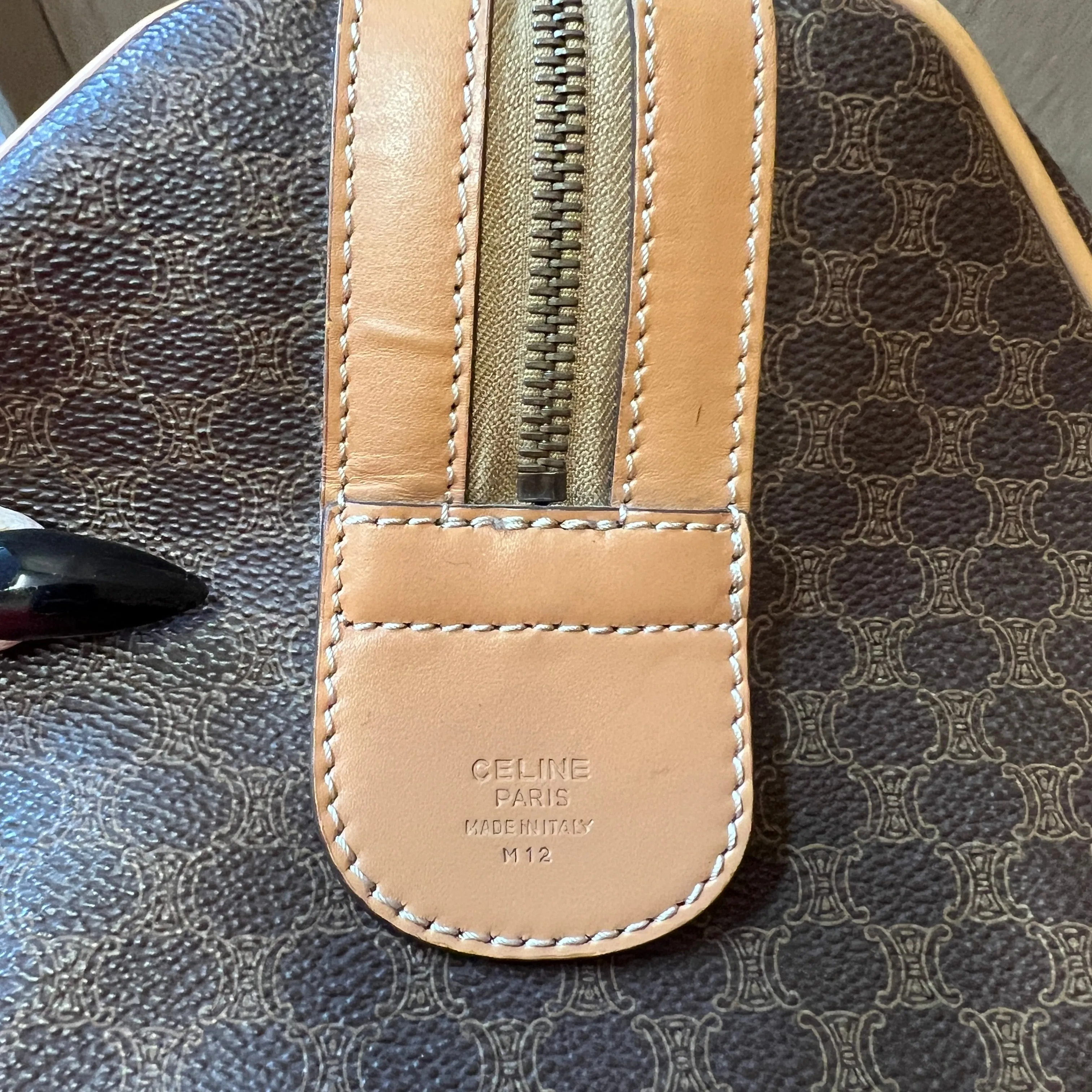 CELINE Monogrammed leather overnight bag