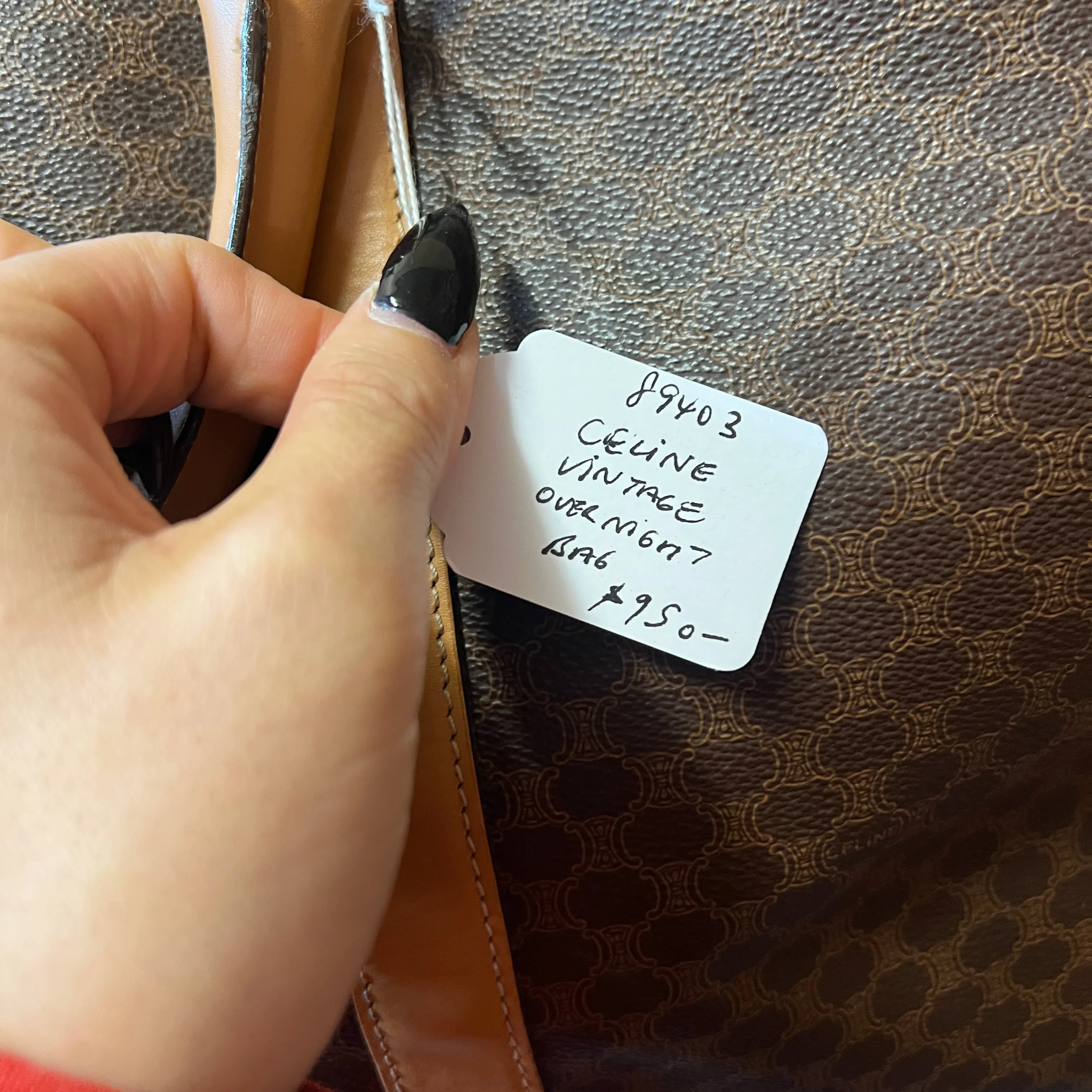 CELINE Monogrammed leather overnight bag