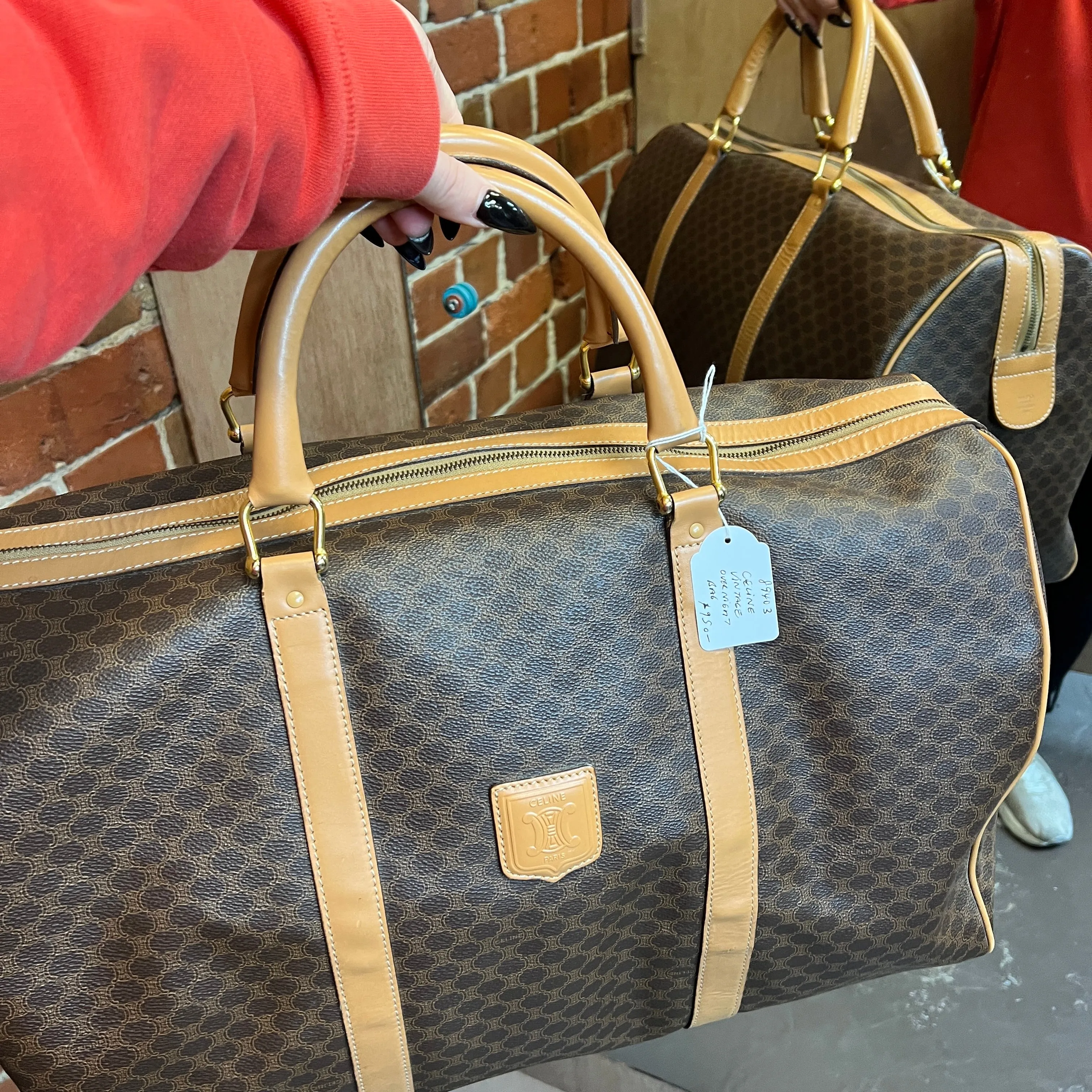 CELINE Monogrammed leather overnight bag