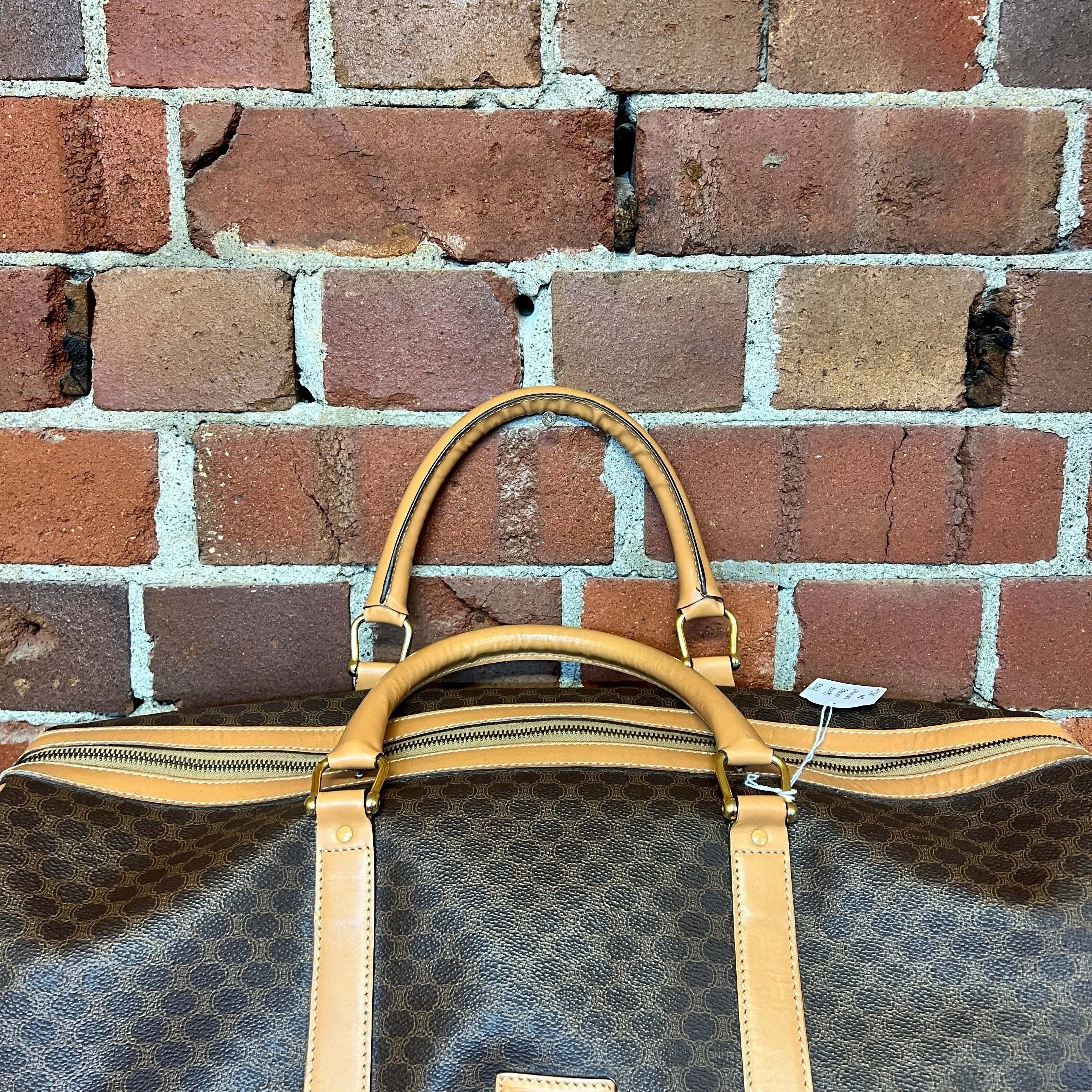 CELINE Monogrammed leather overnight bag