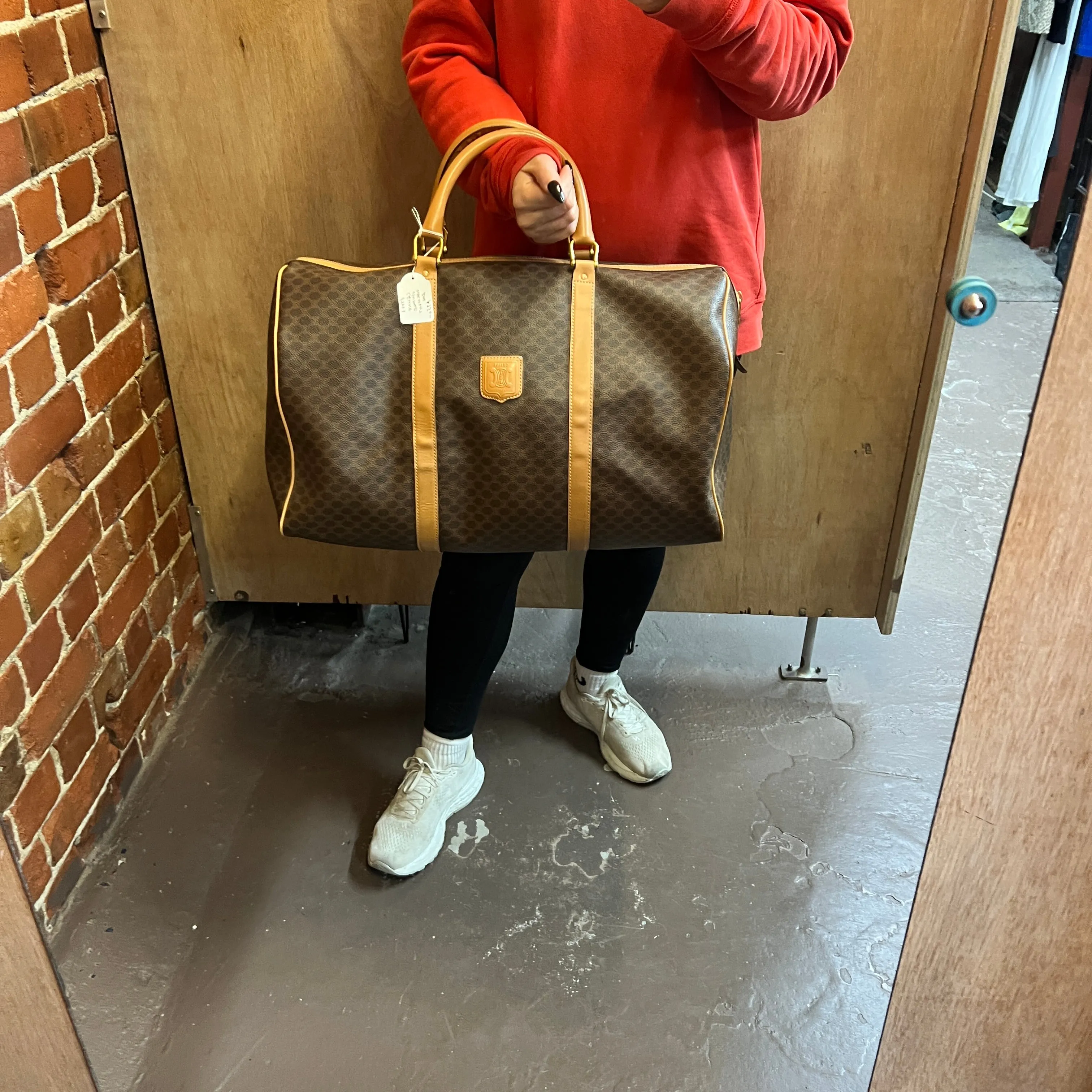 CELINE Monogrammed leather overnight bag