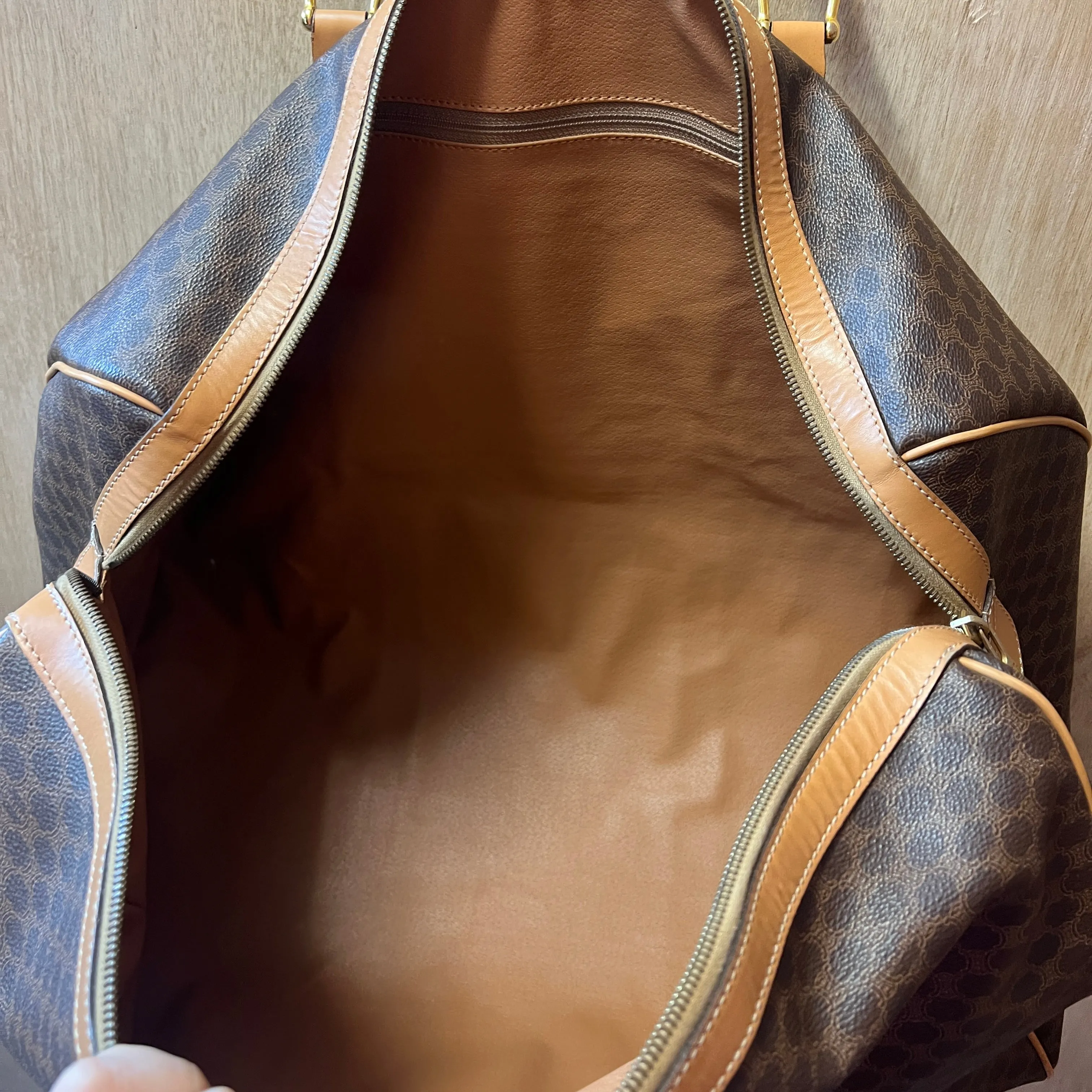 CELINE Monogrammed leather overnight bag