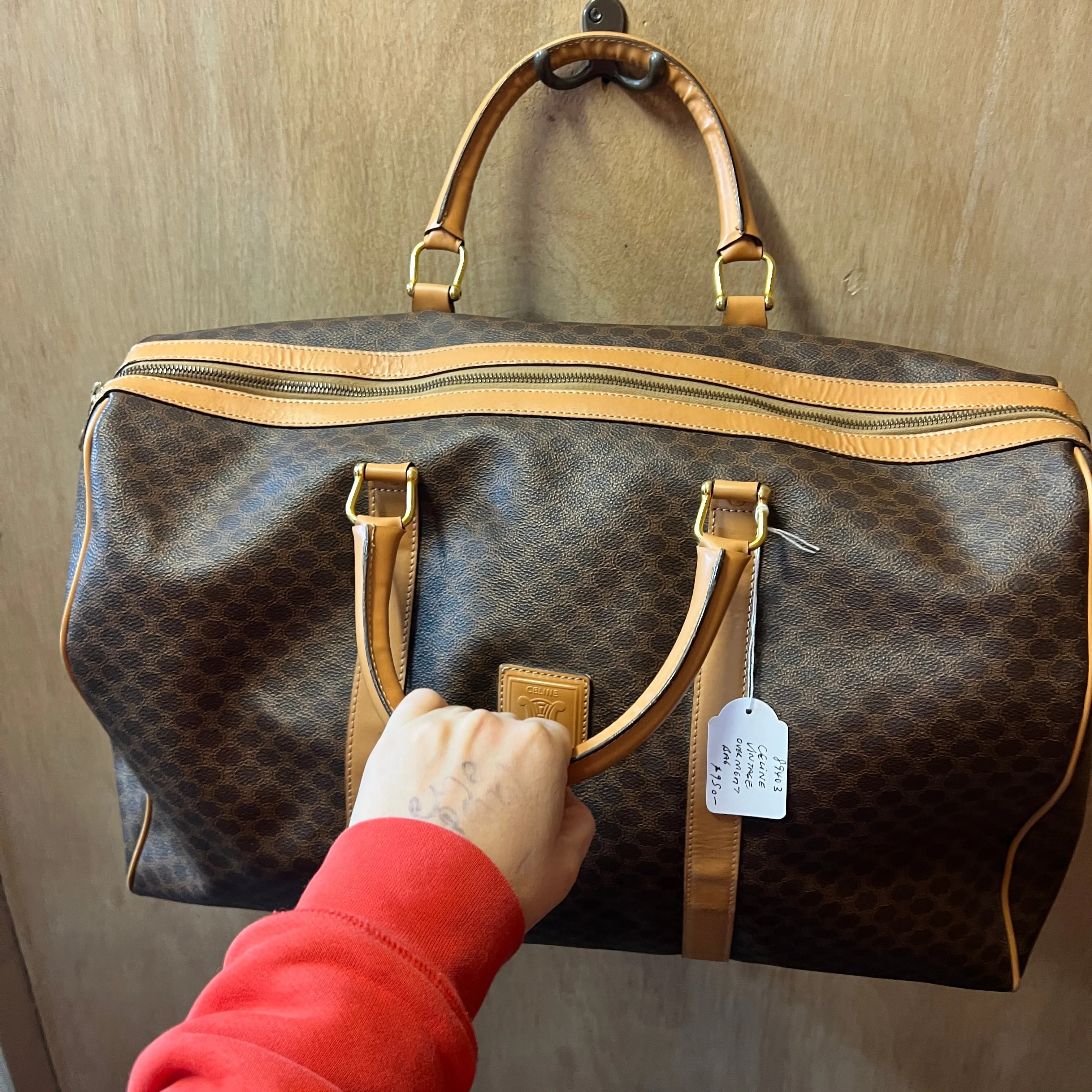 CELINE Monogrammed leather overnight bag