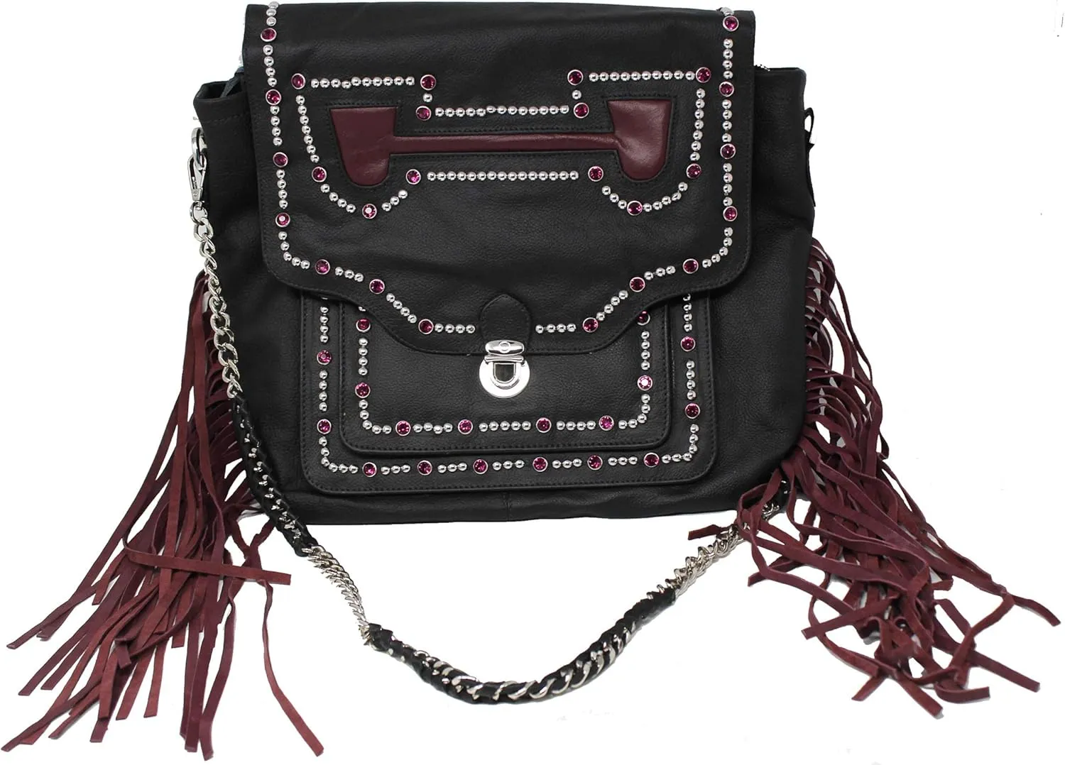 CHALLENGER Women's Western Rodeo Cowgirl Leather Shoulder Handbag Purple Rhinestone 18AA01