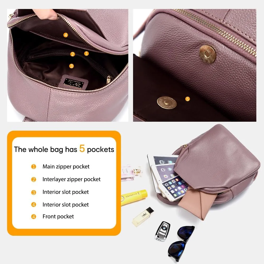 Charm Women Backpack 100% Genuine Leather Anti-theft Button Elegant Female Travel Bags ZCN0326