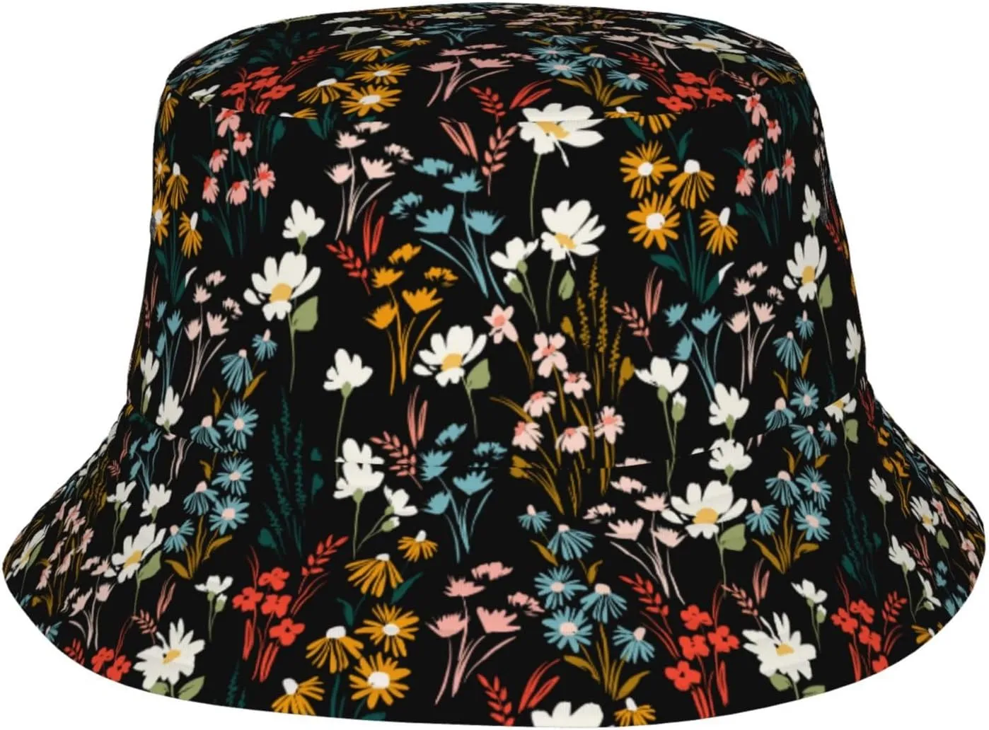 Chic Wildflowers Bucket Hat Summer Packable Fisherman Cap Beach Travel Sun Hat for Unisex Men Women