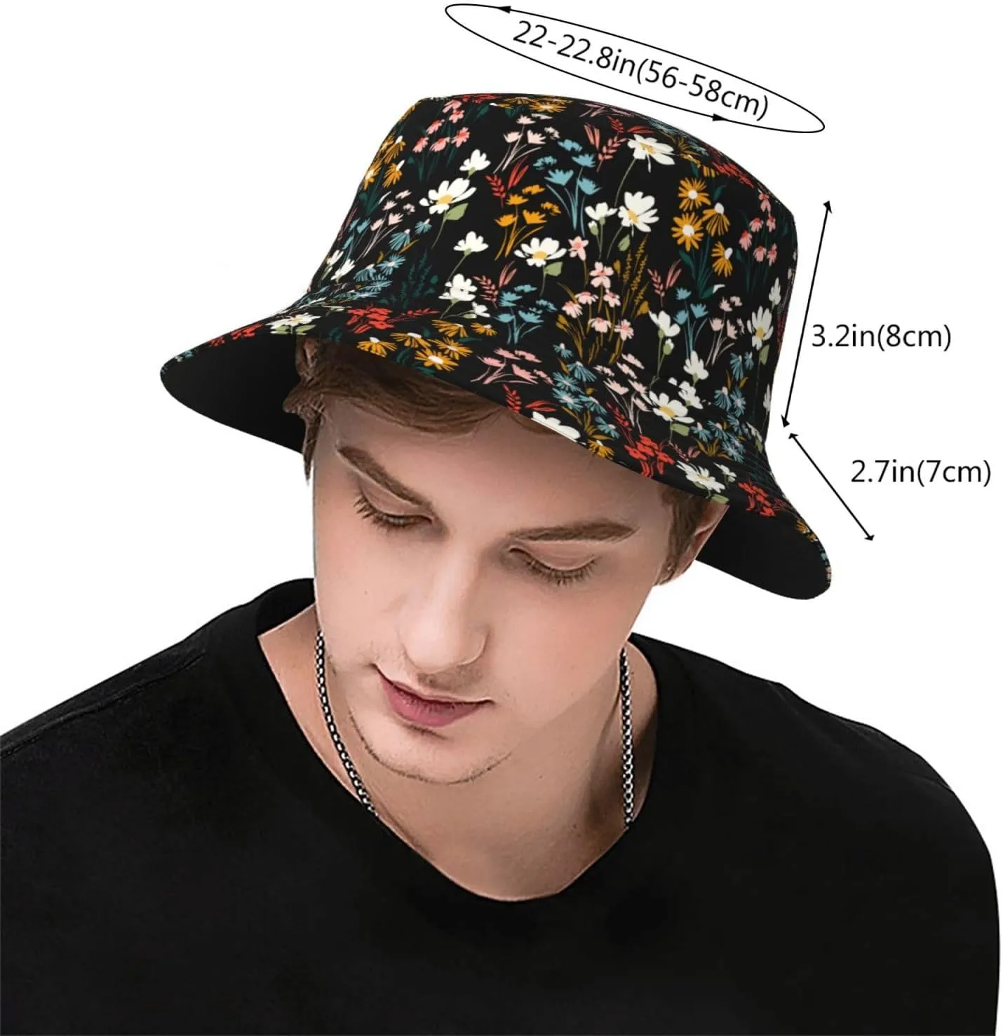 Chic Wildflowers Bucket Hat Summer Packable Fisherman Cap Beach Travel Sun Hat for Unisex Men Women