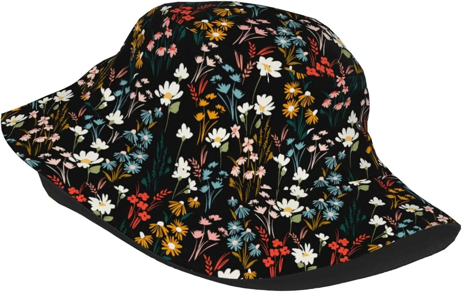 Chic Wildflowers Bucket Hat Summer Packable Fisherman Cap Beach Travel Sun Hat for Unisex Men Women