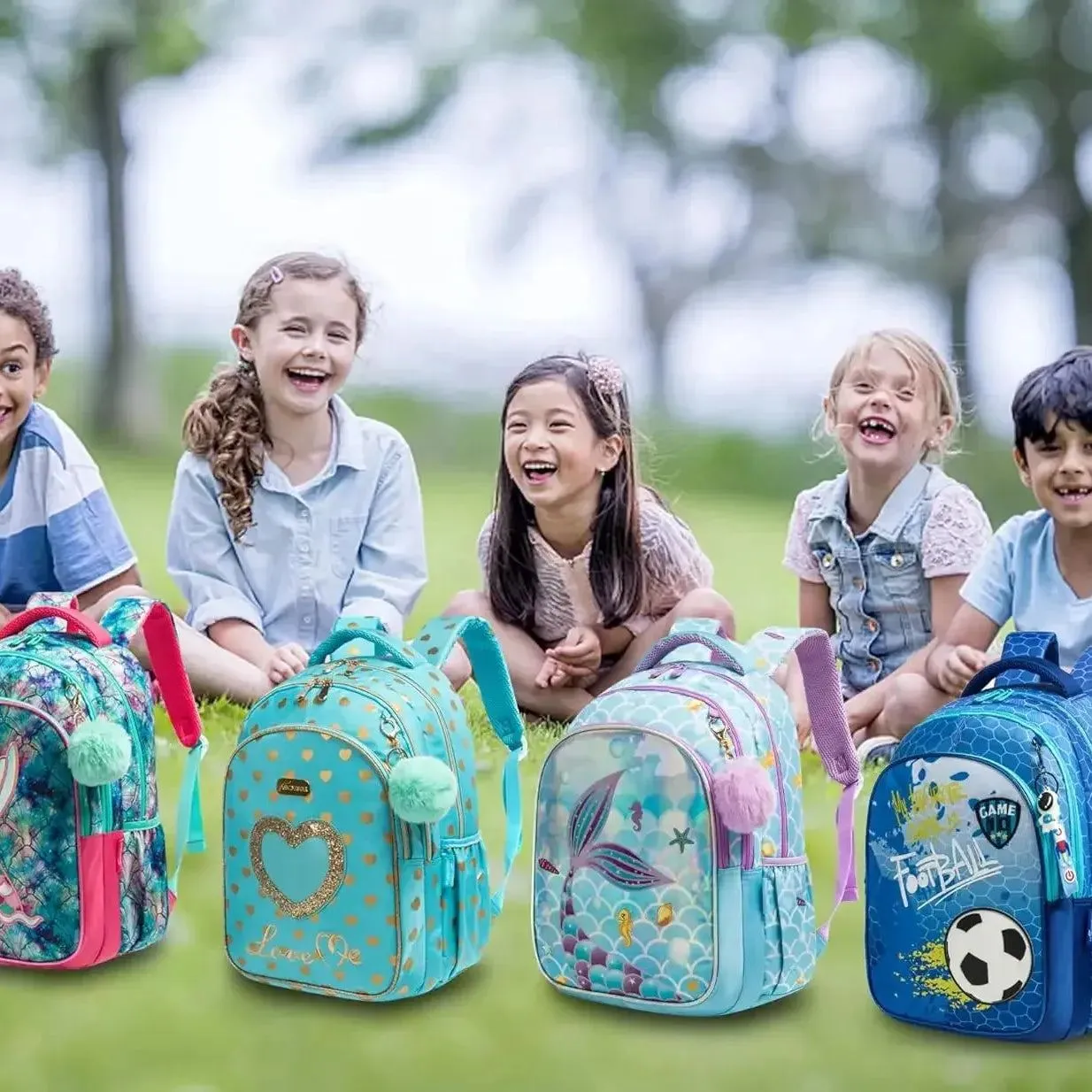Childrens School Backpack Set with Lunch Bag Pencil Case Waterproof School Bags for Girls Mermaid Backpack Child Girl Book Bag