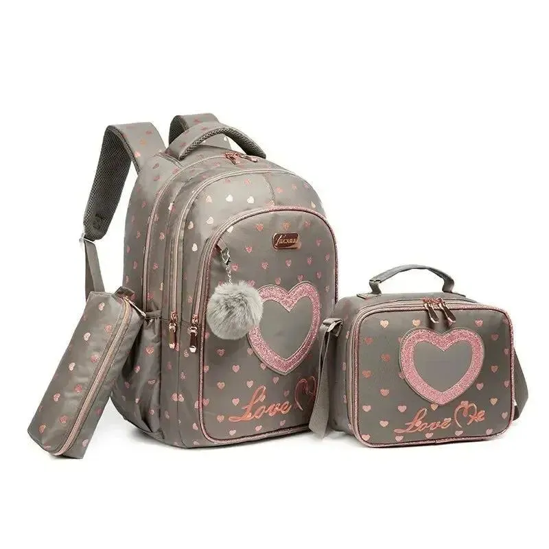 Childrens School Backpack Set with Lunch Bag Pencil Case Waterproof School Bags for Girls Mermaid Backpack Child Girl Book Bag