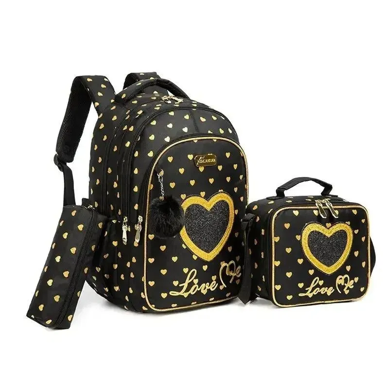 Childrens School Backpack Set with Lunch Bag Pencil Case Waterproof School Bags for Girls Mermaid Backpack Child Girl Book Bag