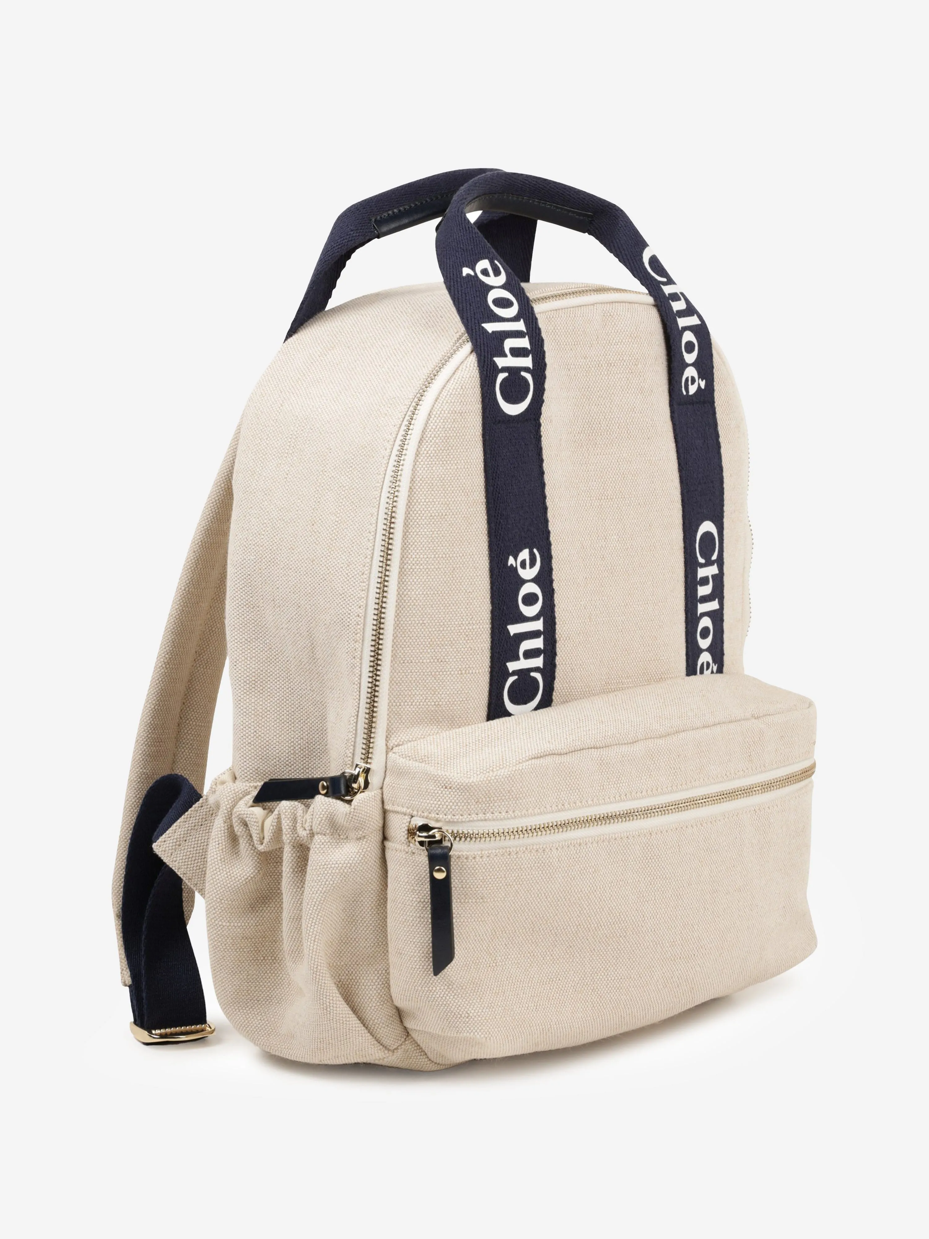 Chloé Girls Canvas Logo Backpack in Beige (36cm)