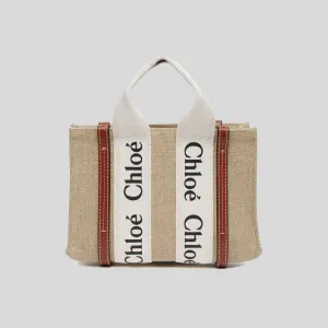 CHLOE Mini Woody Tote Bag White Brown RS-CHC22AP237I2690U