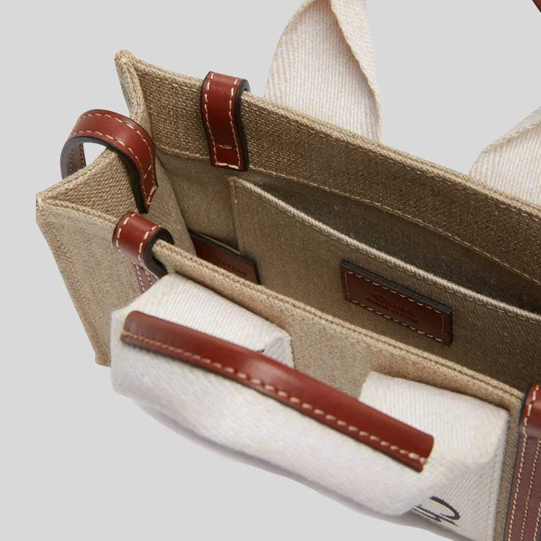 CHLOE Mini Woody Tote Bag White Brown RS-CHC22AP237I2690U