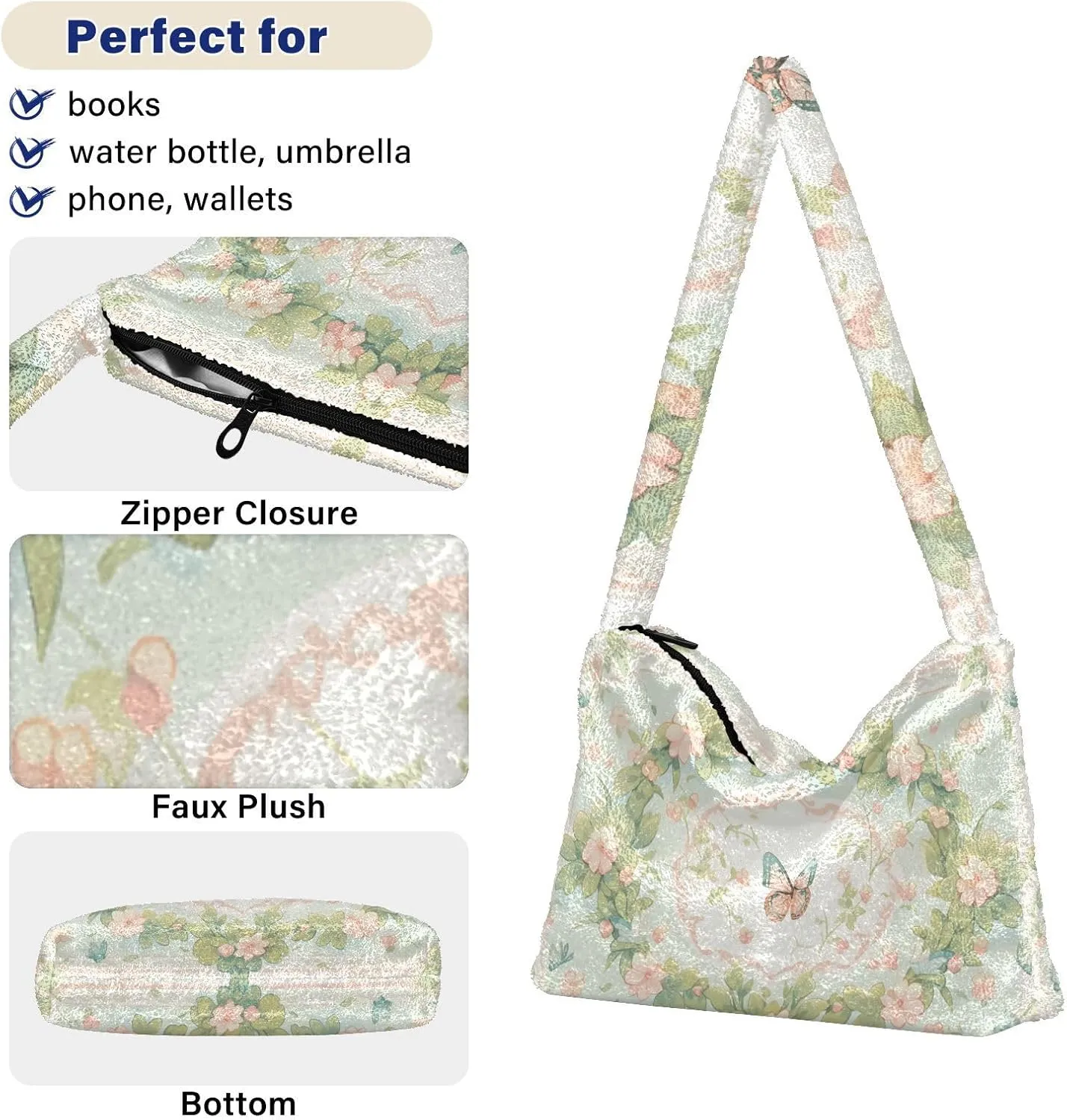Christmas Green Ladies Shoulder Handbags, Plush Undersrm Bag, Shoulder Handbag Women
