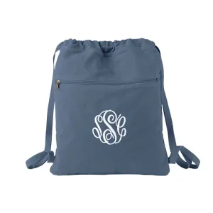 Cinch Bag with Embroidered Monogram