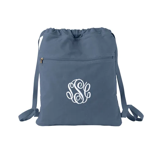Cinch Bag with Embroidered Monogram