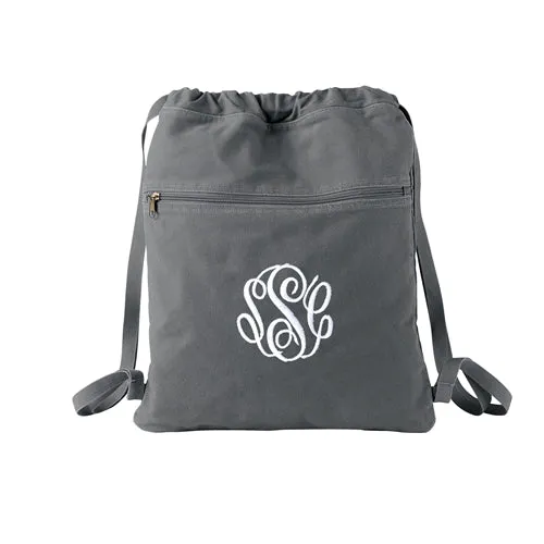 Cinch Bag with Embroidered Monogram