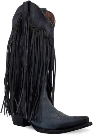 Circle G LADIE'S BLUE FRINGES BOOT, 43.8 X 34.8 X 11.0 SOLE,COWHIDE LEATHER, WESTERN BOOT, L6074