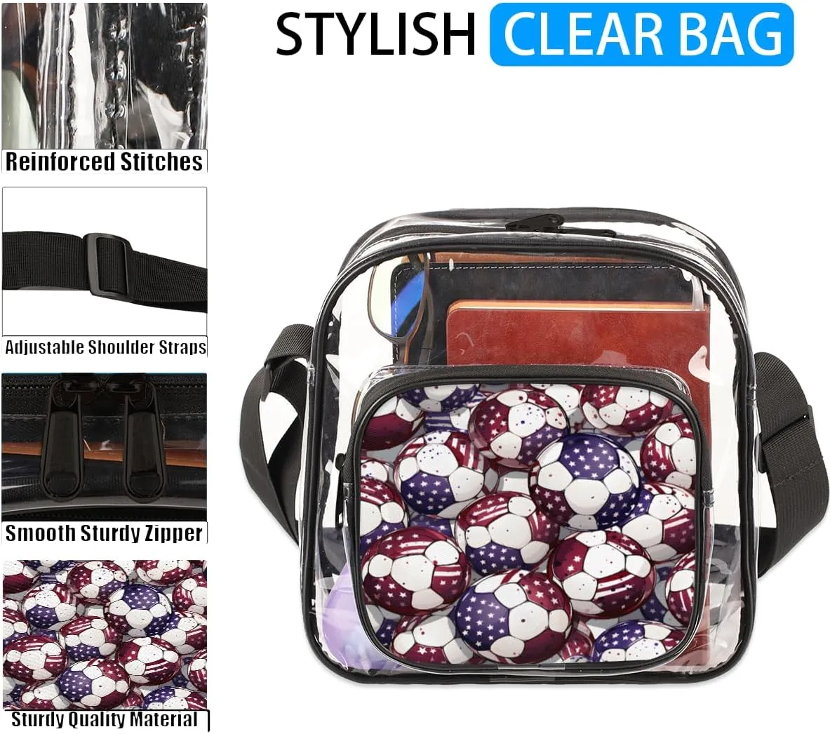 Clear Crossbody Purse Bag Clear Messenger Shoulder Bags See Through Transparent Purse