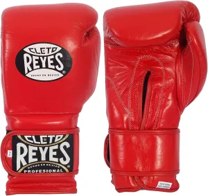 Cleto Reyes Training Gloves with Leather Strap & Attached Thumb and Hook & Loop Closure, 14oz, Classic Red