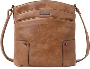 CLUCI Crossbody Bags for Women Leather Purse Travel Vacation Triple Pockets Vintage Handbags Shoulder Bags