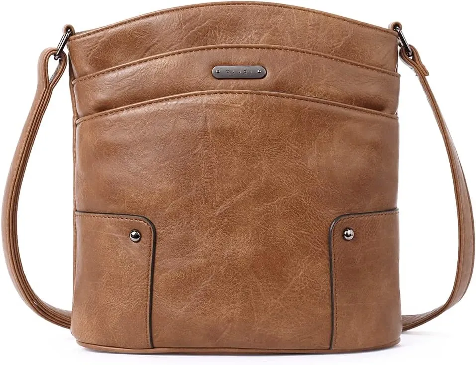 CLUCI Crossbody Bags for Women Leather Purse Travel Vacation Triple Pockets Vintage Handbags Shoulder Bags
