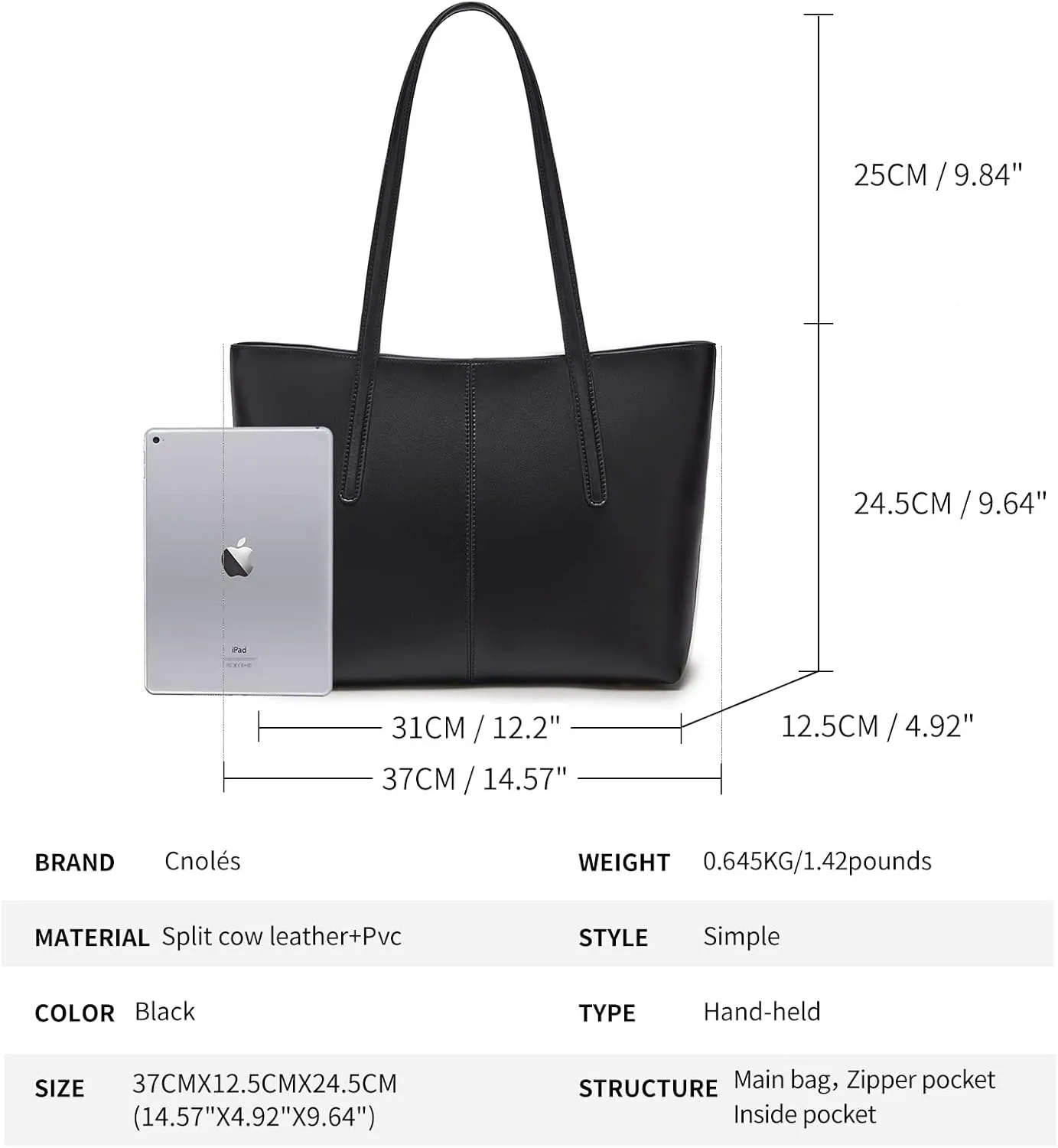 Cnoles Women Tote Bag Leather Handbag Purses And Handbags For Women Ladies Top Handle Large Soft Shoulder Satchel Hobo Bags