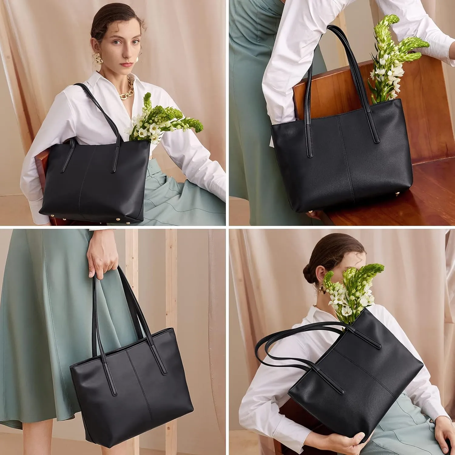 Cnoles Women Tote Bag Leather Handbag Purses And Handbags For Women Ladies Top Handle Large Soft Shoulder Satchel Hobo Bags