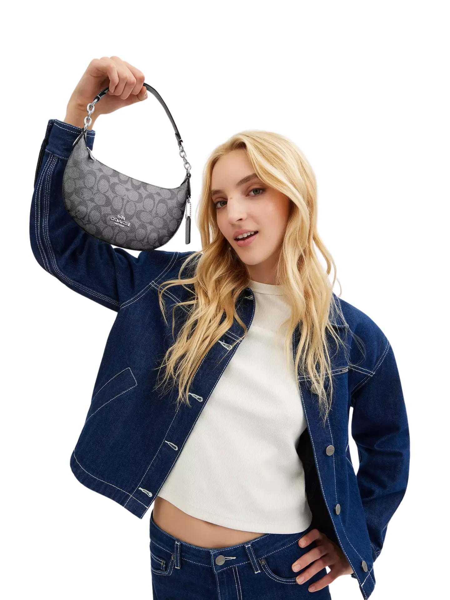 Coach Payton Mini In Signature Metallic Canvas Gunmetal Multi