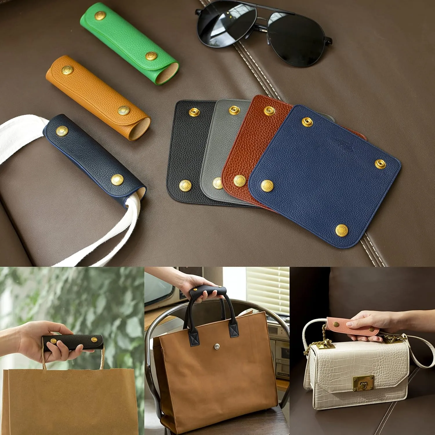 Cockatoo Handbag Handle Leather Wrap Covers, Purse Grip Strap Protector for Shopping Bag Travel Bag Suitcase Tote Bag Wallet Briefcase (Shell)