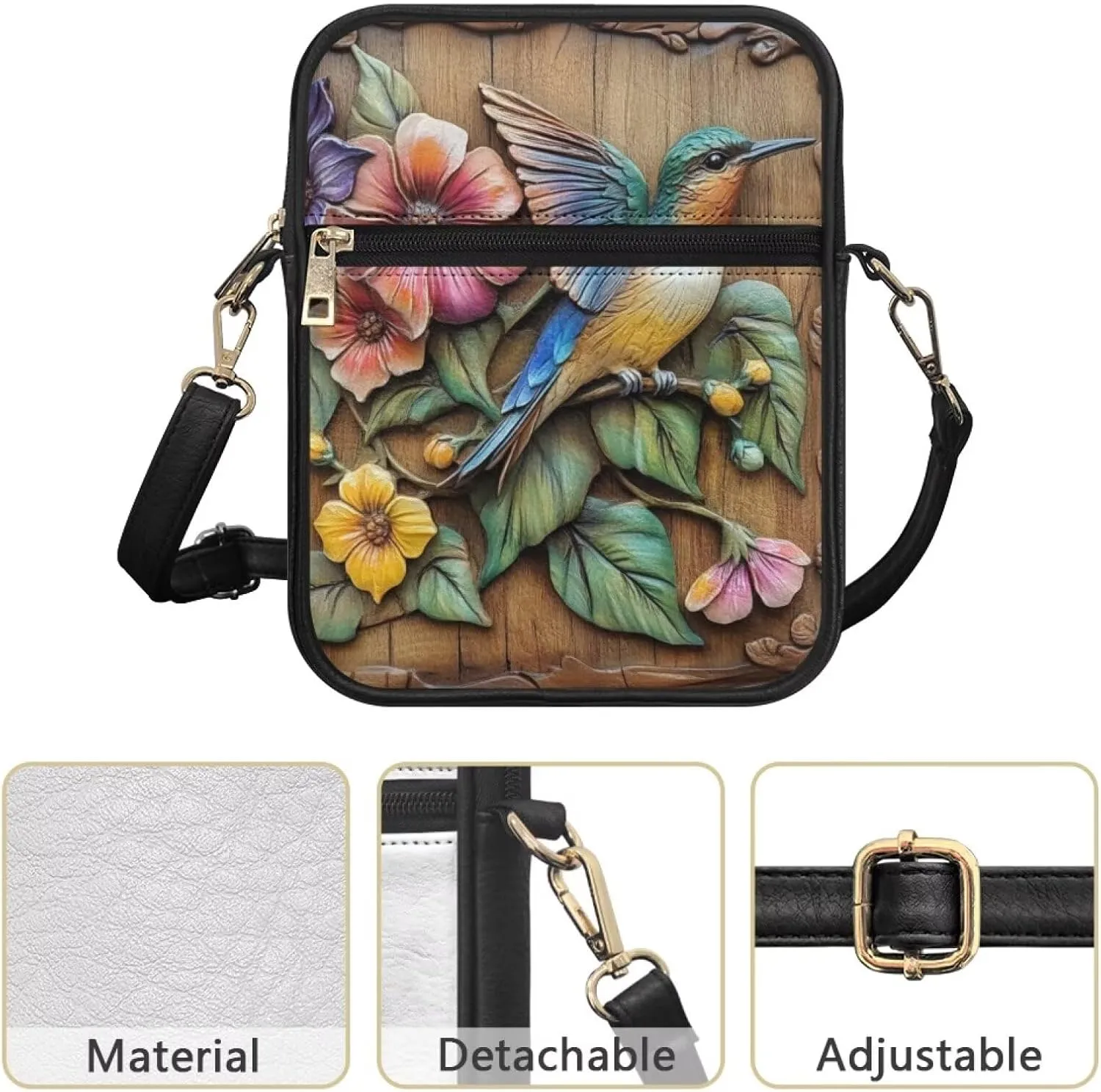COEQINE Womens Messenger Bag with Zipper Leather Messenger Purse for Woman Crossbody Purse with Adjustable Strap Handbag