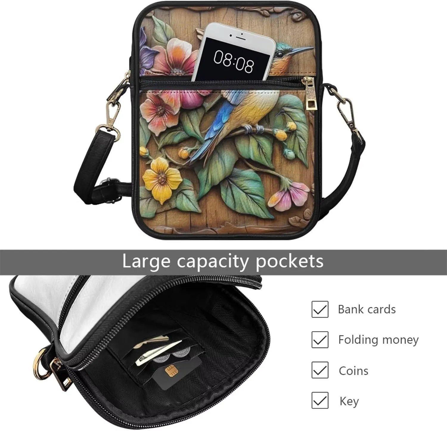 COEQINE Womens Messenger Bag with Zipper Leather Messenger Purse for Woman Crossbody Purse with Adjustable Strap Handbag