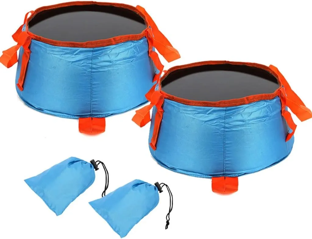 Collapsible Bucket Small, 2 Pack Portable Fishing Water Pail, 5L Portable Camping Wash Basin,Folding Water Container for Fishing Beach Hiking Gardening (Color : Blue)