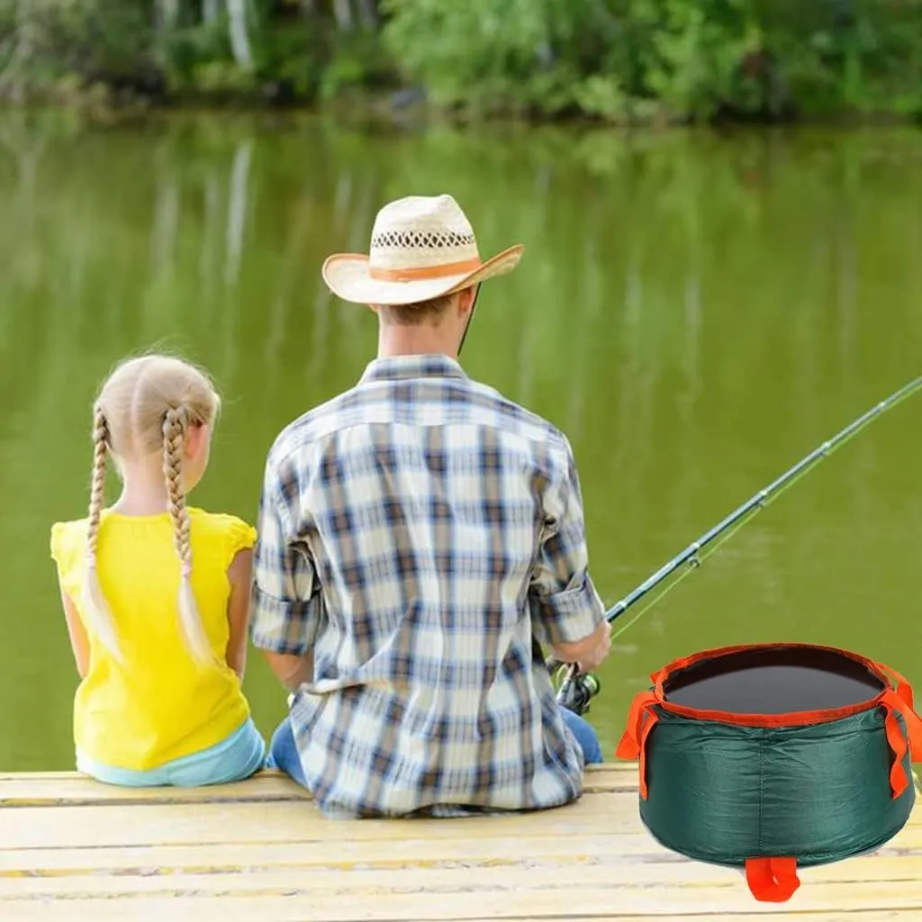 Collapsible Bucket Small, 2 Pack Portable Fishing Water Pail, 5L Portable Camping Wash Basin,Folding Water Container for Fishing Beach Hiking Gardening (Color : Blue)