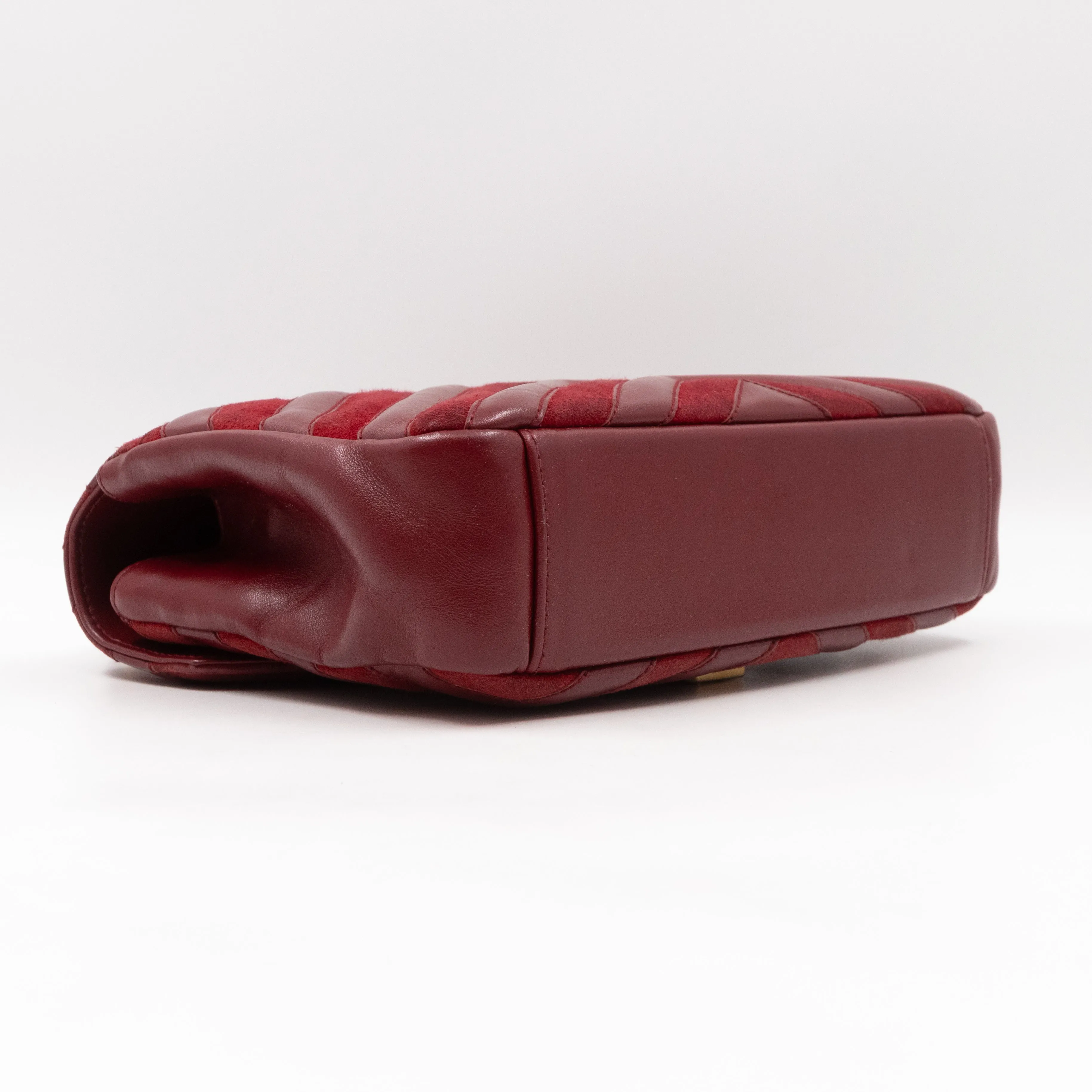 College Medium Chevron Quilted Red Suede Leather