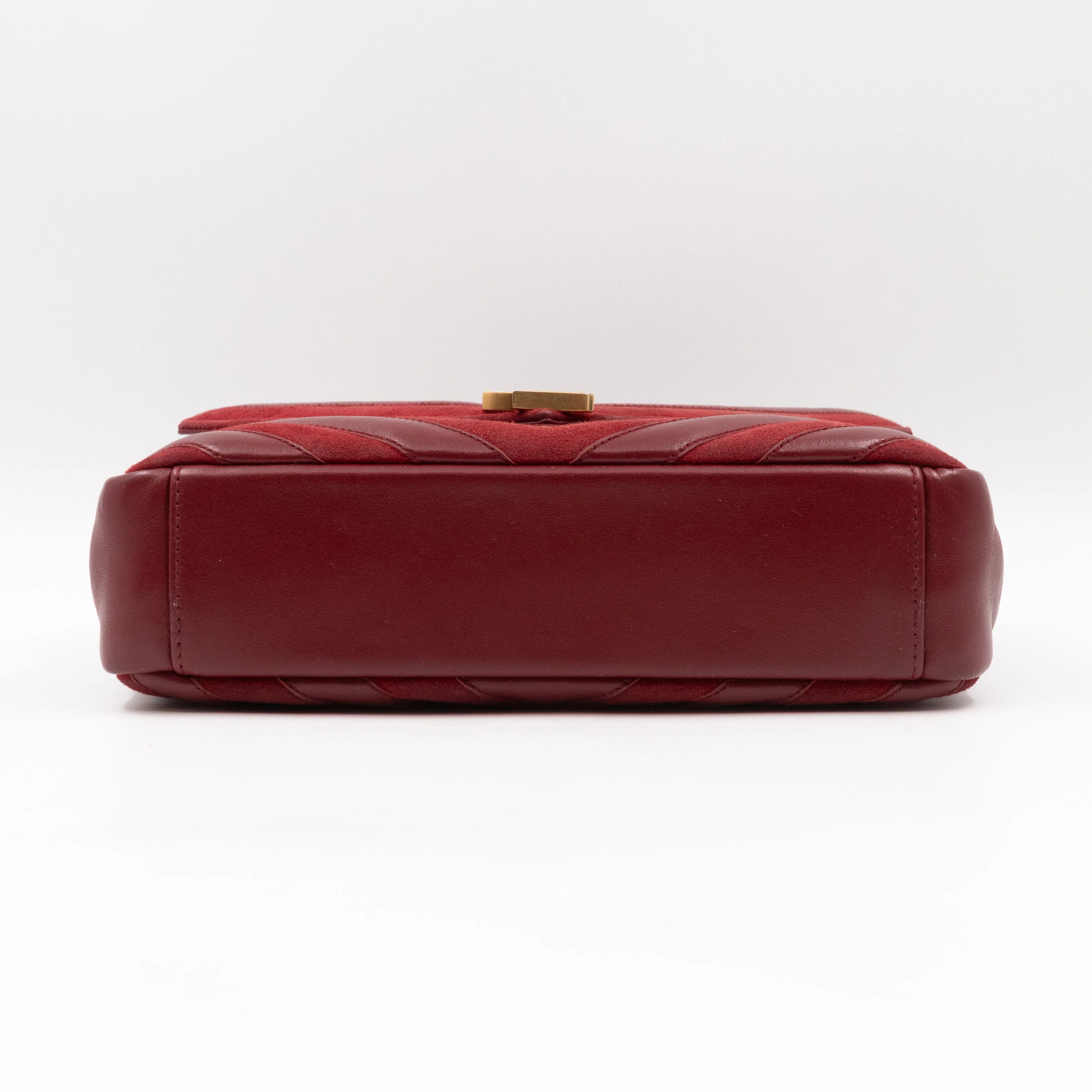 College Medium Chevron Quilted Red Suede Leather