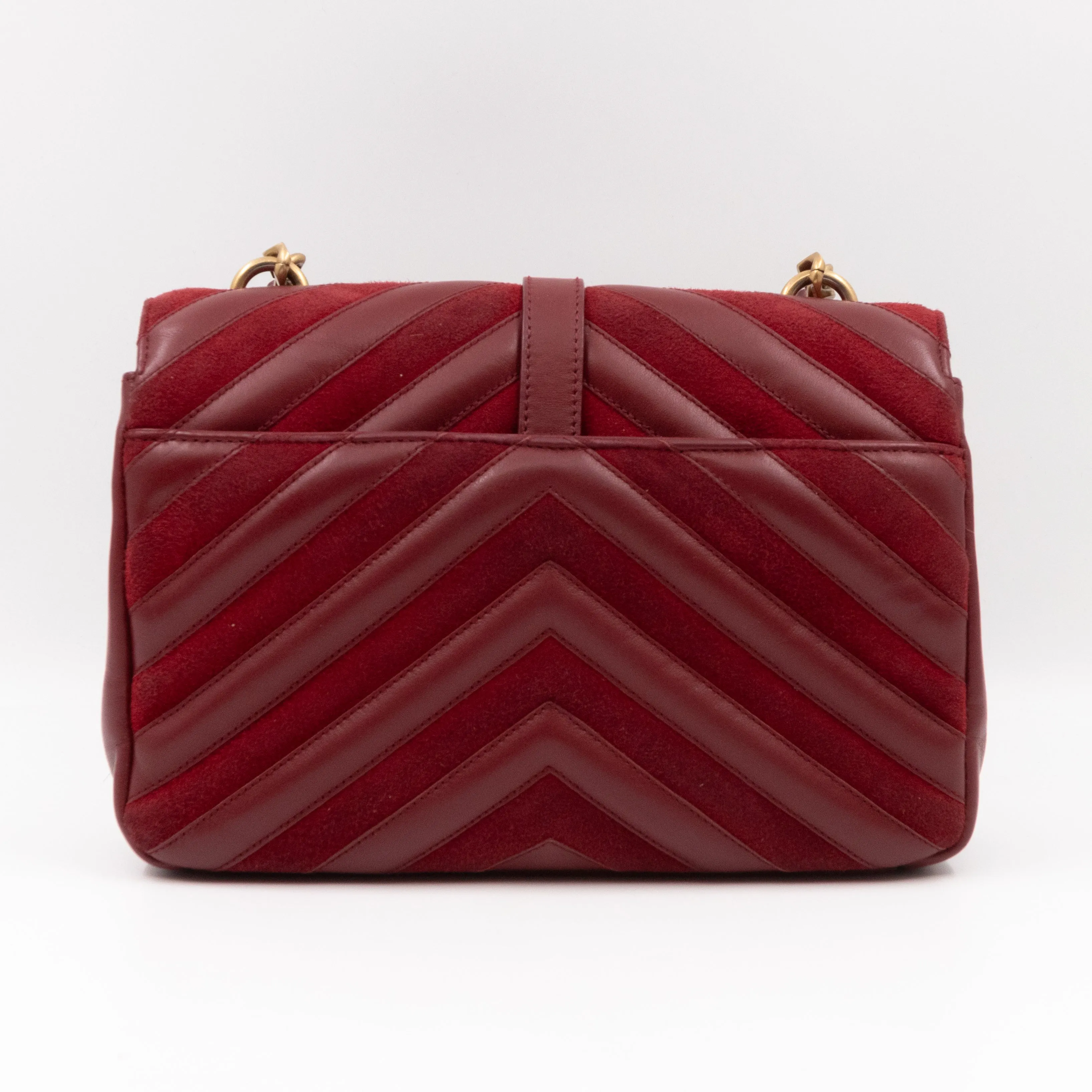College Medium Chevron Quilted Red Suede Leather