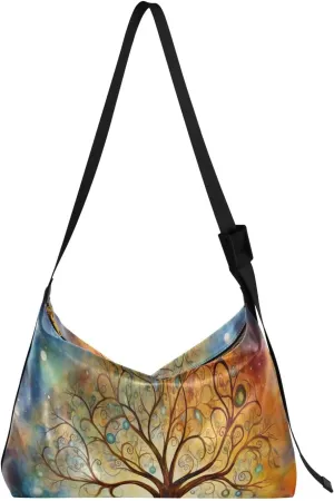 Colorful Geometric Ornament with Stylized Vegan Crossbody Bag, Cross Body Shoulder Bag, Woman Large Cross Body Bag