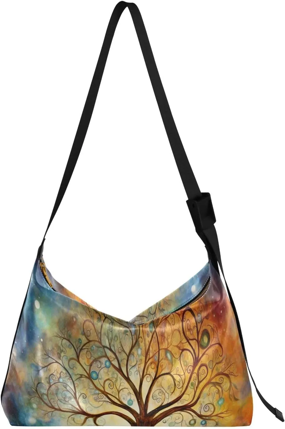 Colorful Geometric Ornament with Stylized Vegan Crossbody Bag, Cross Body Shoulder Bag, Woman Large Cross Body Bag