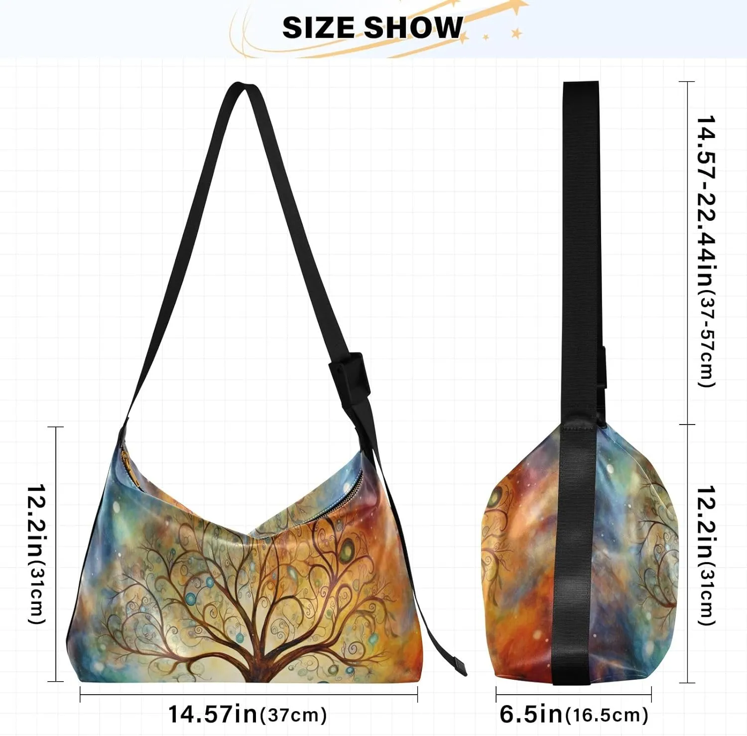Colorful Geometric Ornament with Stylized Vegan Crossbody Bag, Cross Body Shoulder Bag, Woman Large Cross Body Bag