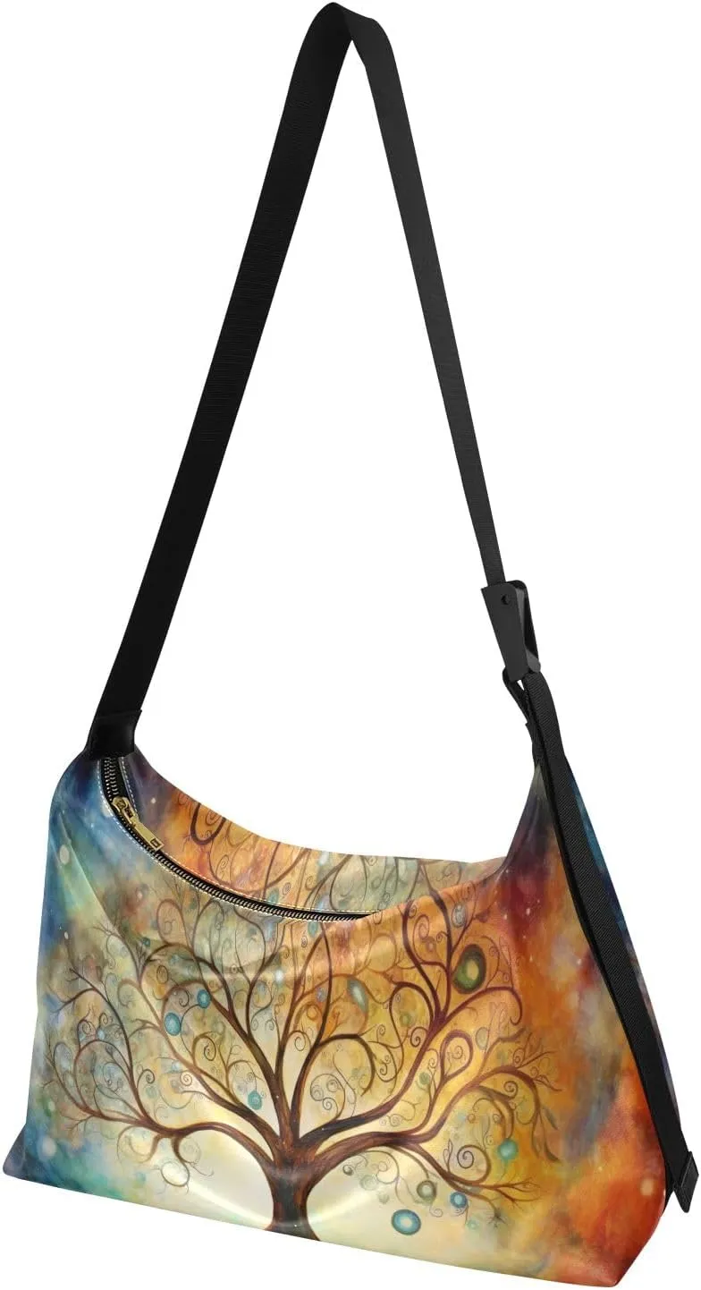 Colorful Geometric Ornament with Stylized Vegan Crossbody Bag, Cross Body Shoulder Bag, Woman Large Cross Body Bag
