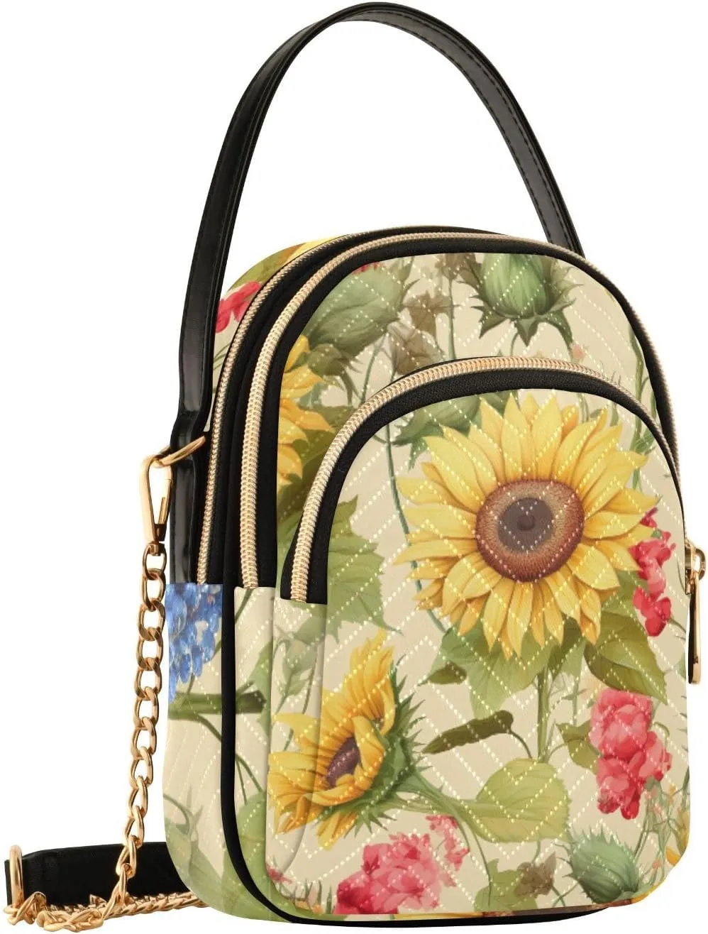 Colorful Succulents on a White Shoulder Bag, Womens Crossbody Travel Bag, Fall Crossbody Purse
